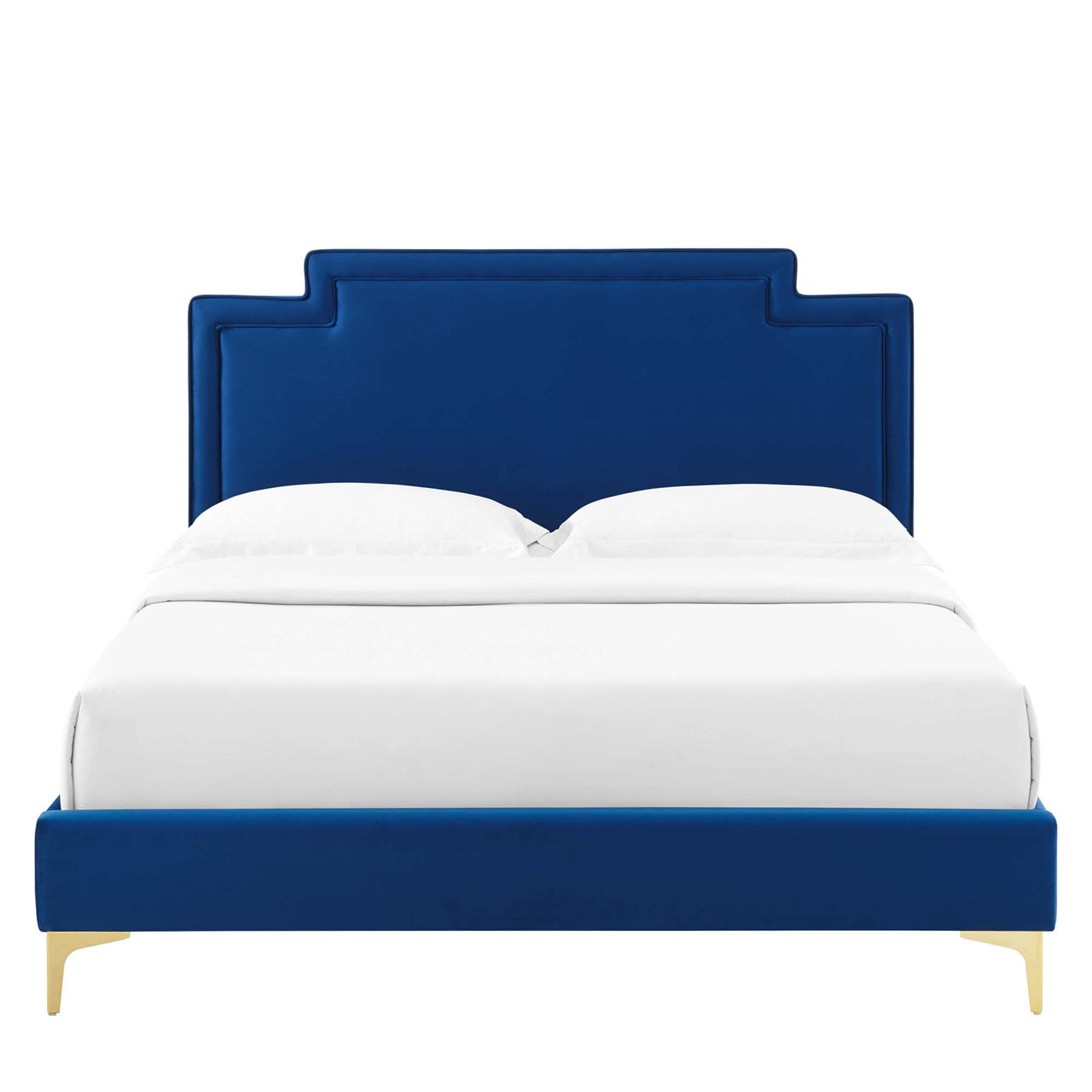 Valonna Upholstered Velvet Twin Bed, Navy