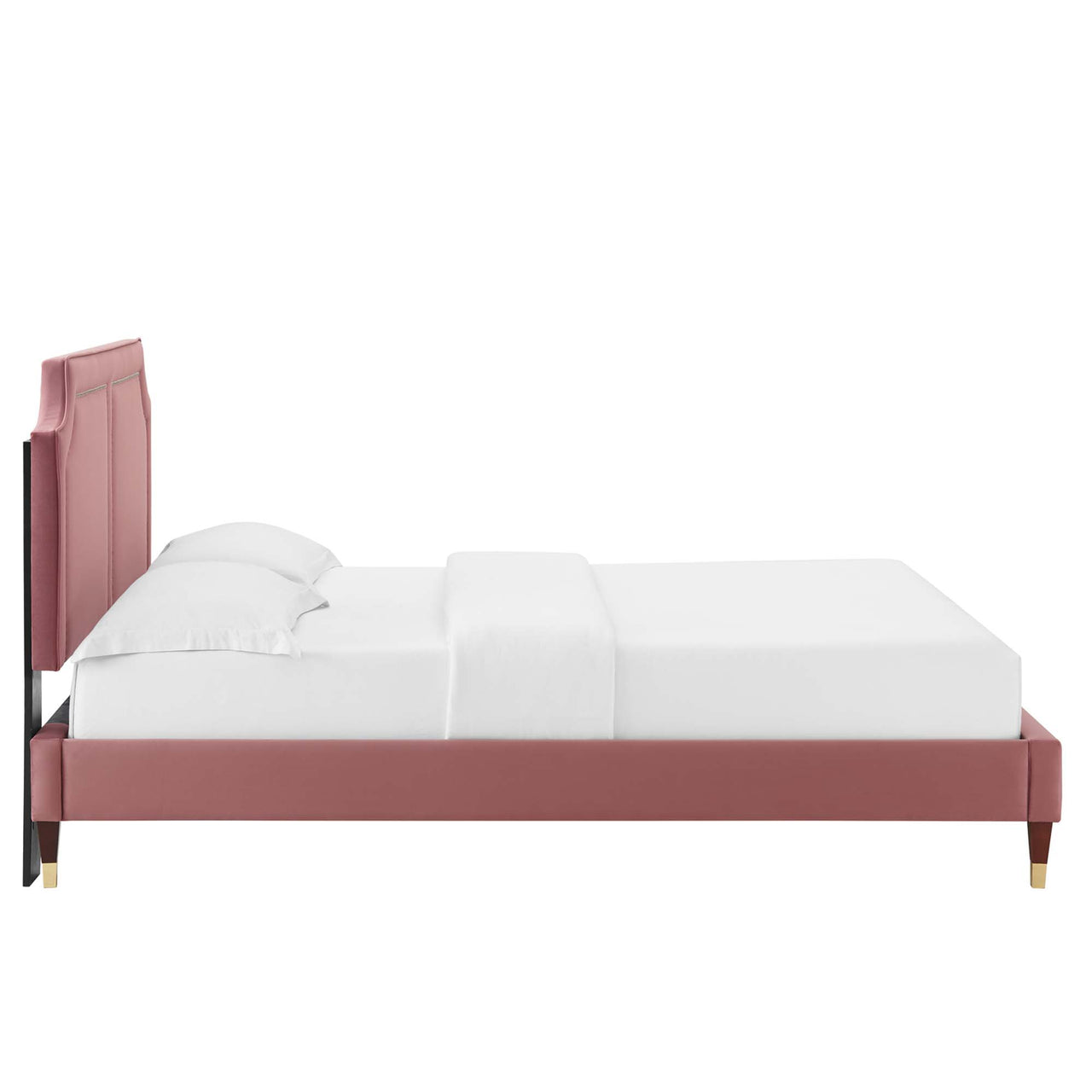 Talinova Upholstered Velvet Twin Bed, Dusty Rose
