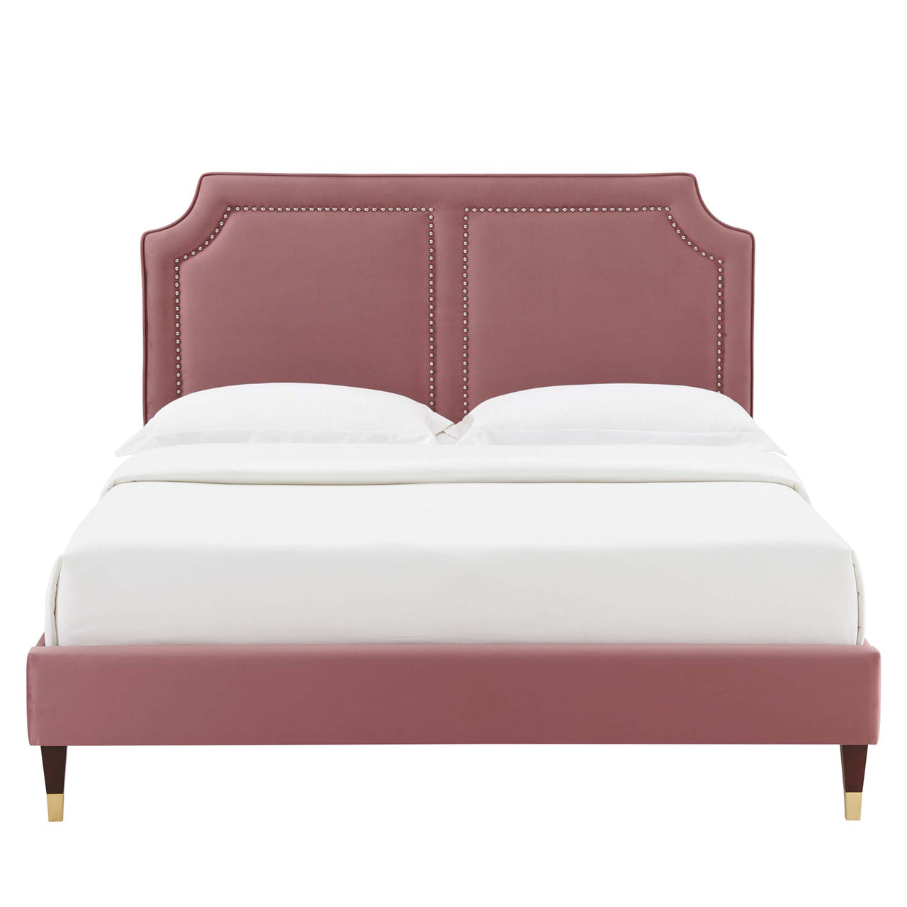 Talinova Upholstered Velvet Twin Bed, Dusty Rose