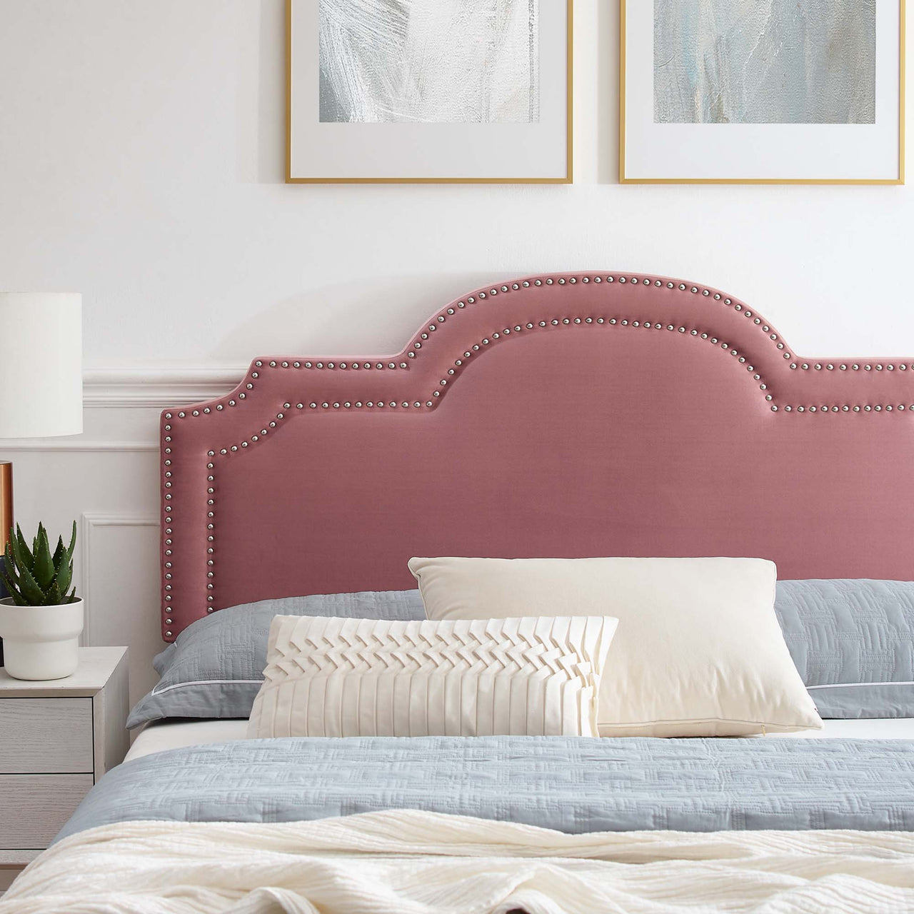Ascend Velvet Twin Bed, Dusty Rose