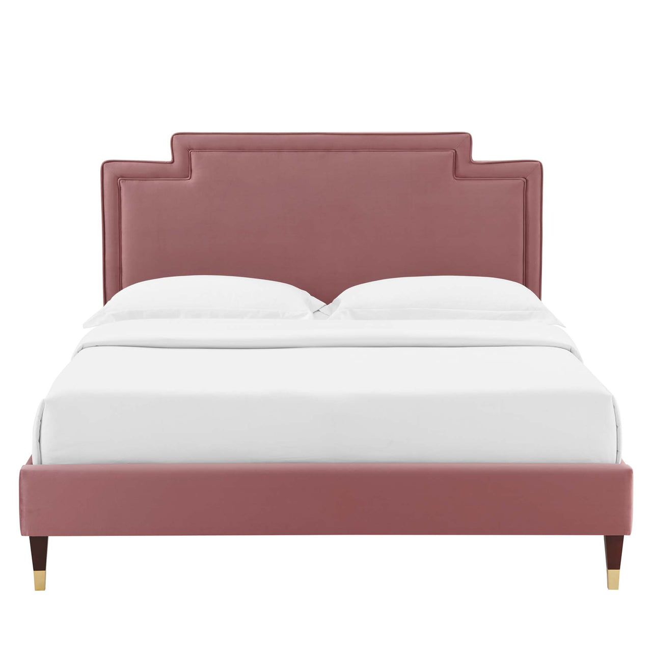 Valonna Upholstered Velvet Twin Bed, Dusty Rose