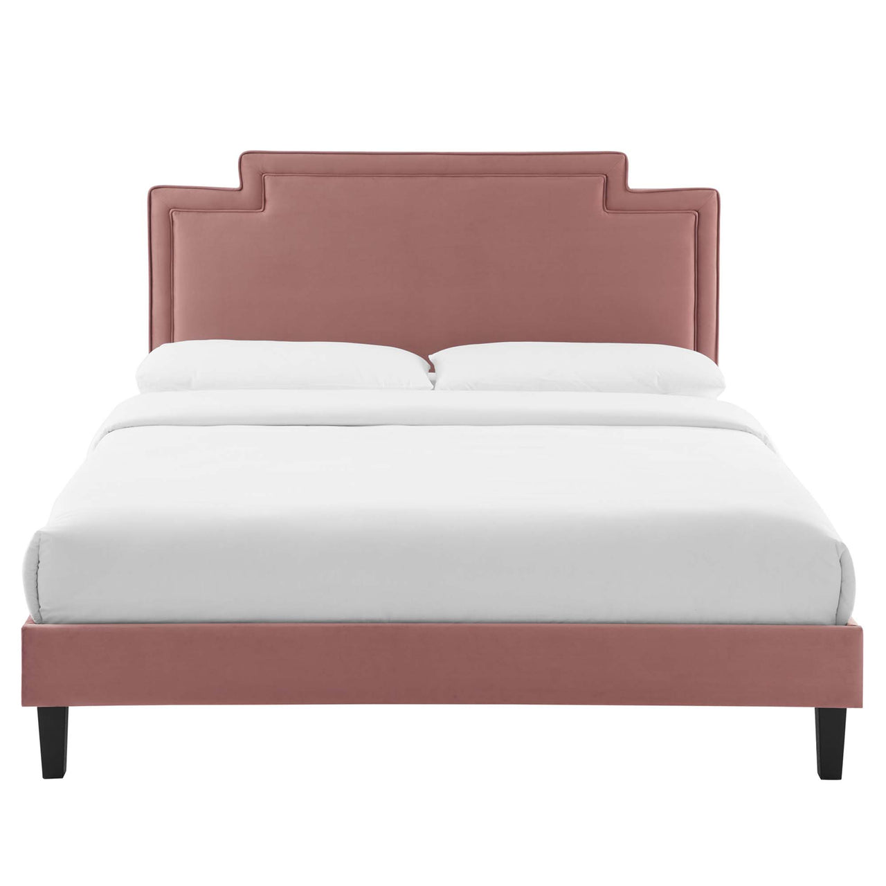 Valonna Upholstered Velvet Twin Bed, Dusty Rose
