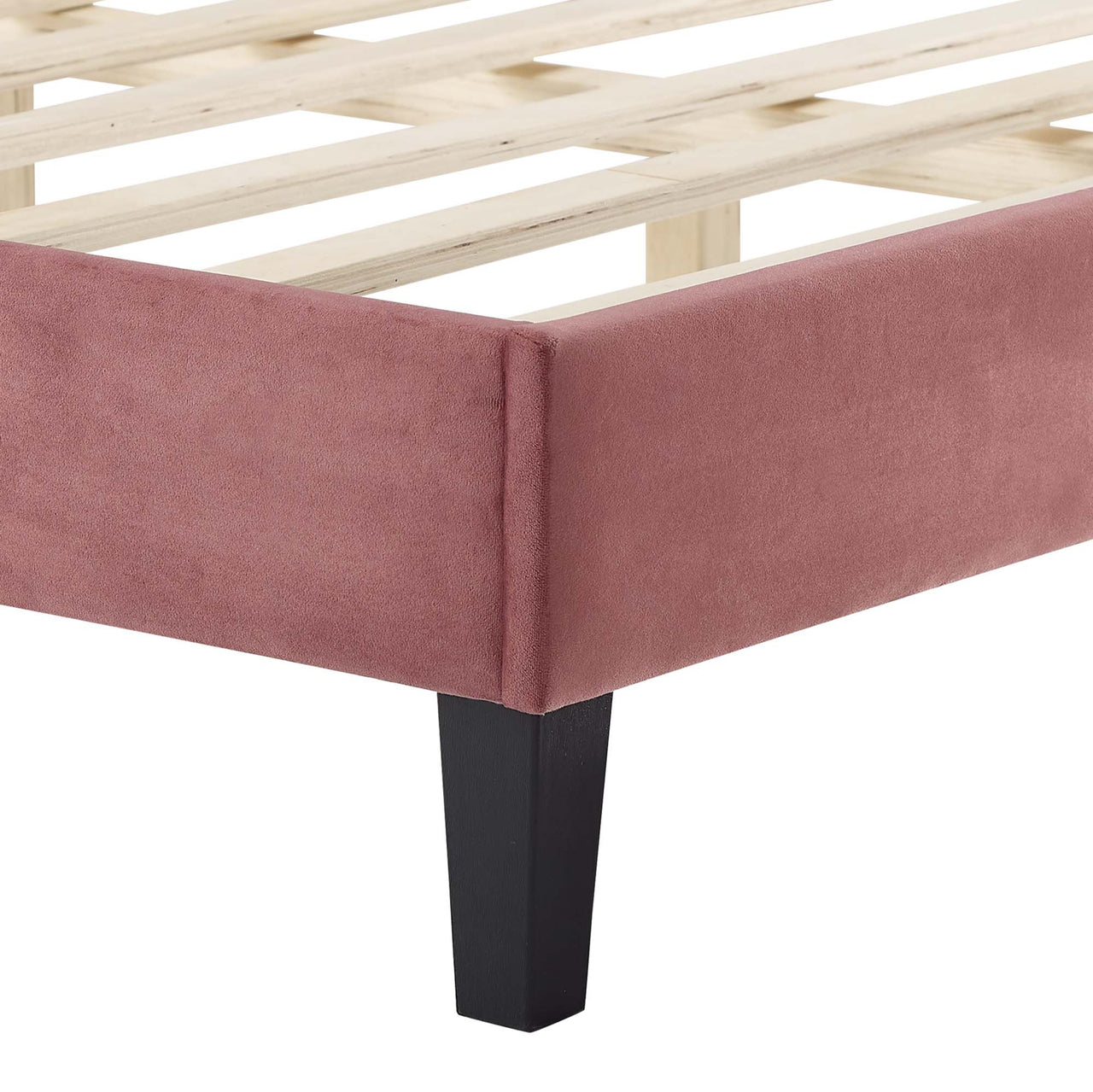 Valonna Upholstered Velvet Twin Bed, Dusty Rose