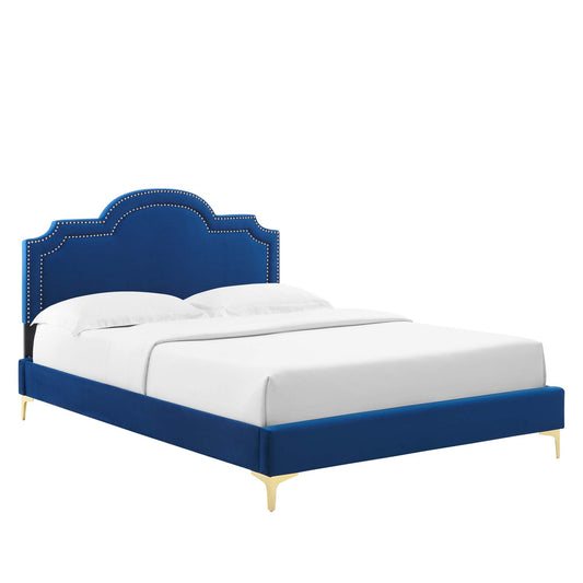 Ascend Velvet Full Bed, Navy