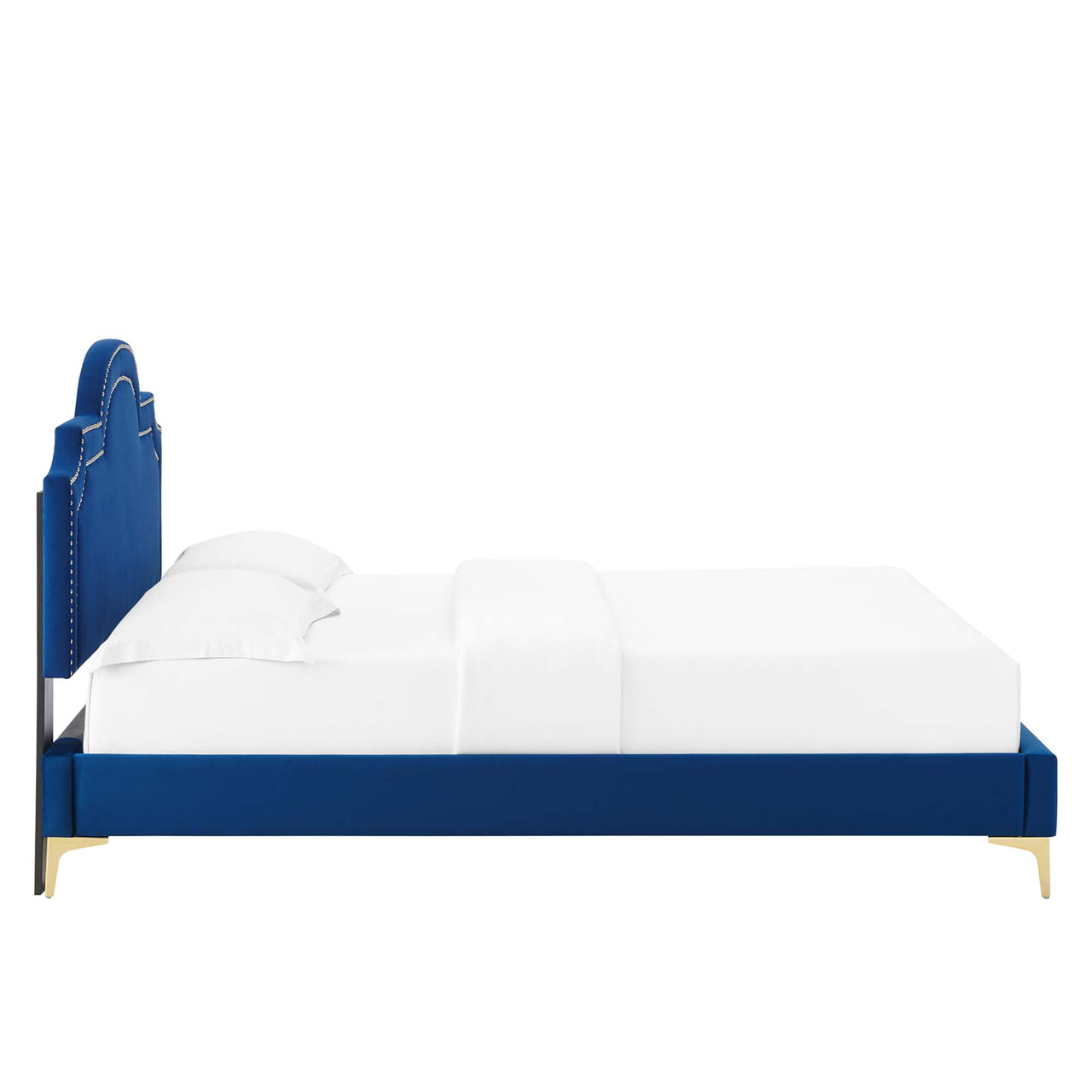 Ascend Velvet Full Bed, Navy