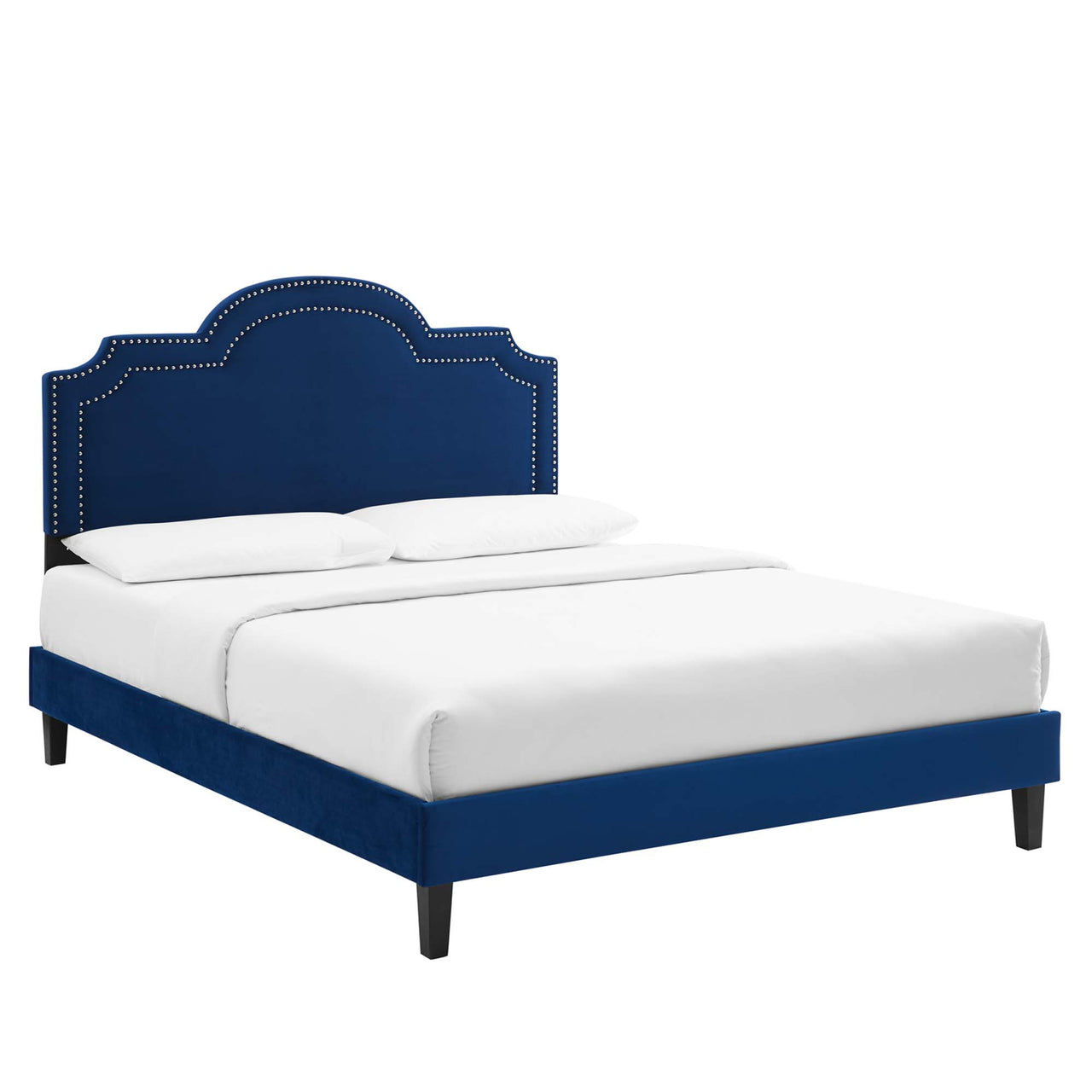 Ascend Velvet Full Bed, Navy