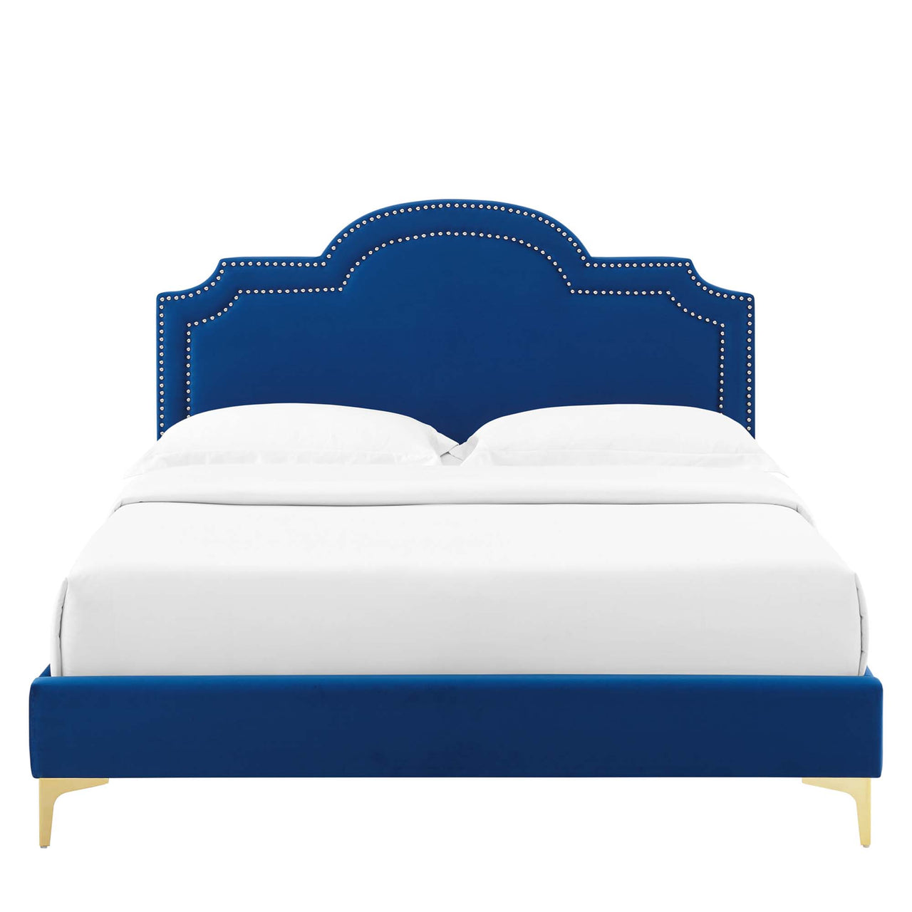 Ascend Velvet Queen Bed, Navy