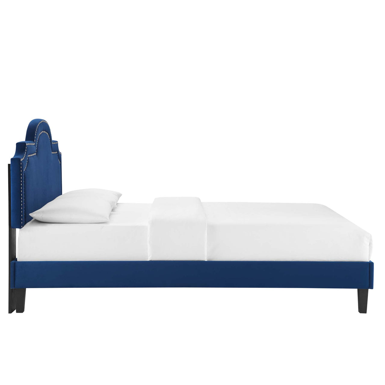 Ascend Velvet Queen Bed, Navy
