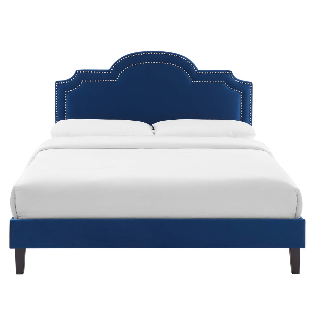 Ascend Velvet Queen Bed, Navy