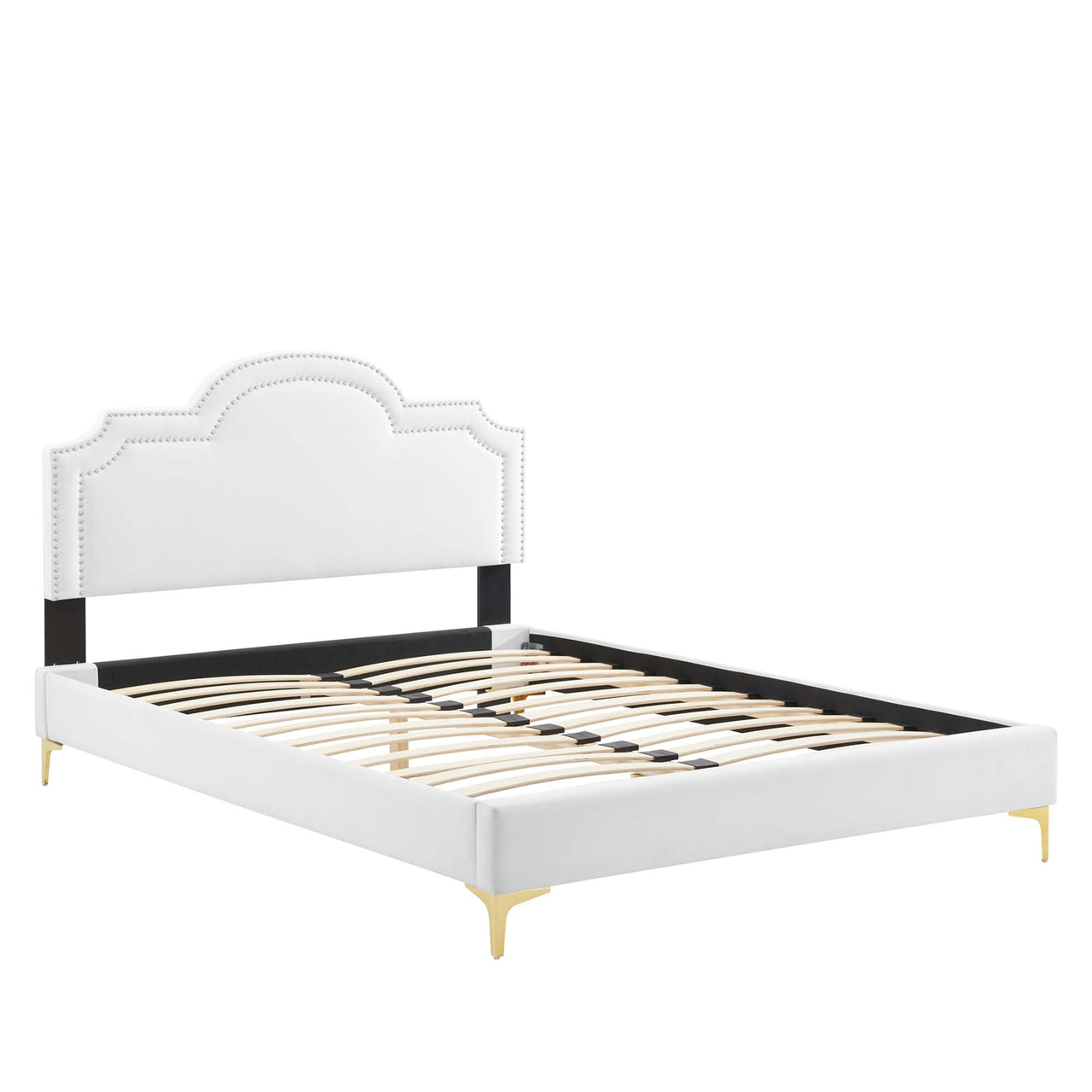 Ascend Velvet King Bed, White