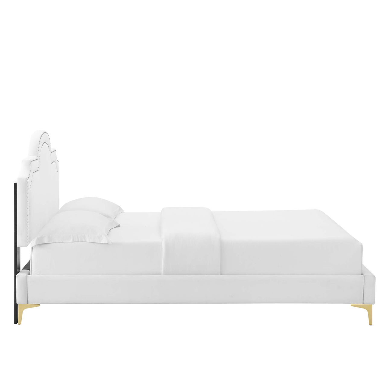 Ascend Velvet King Bed, White