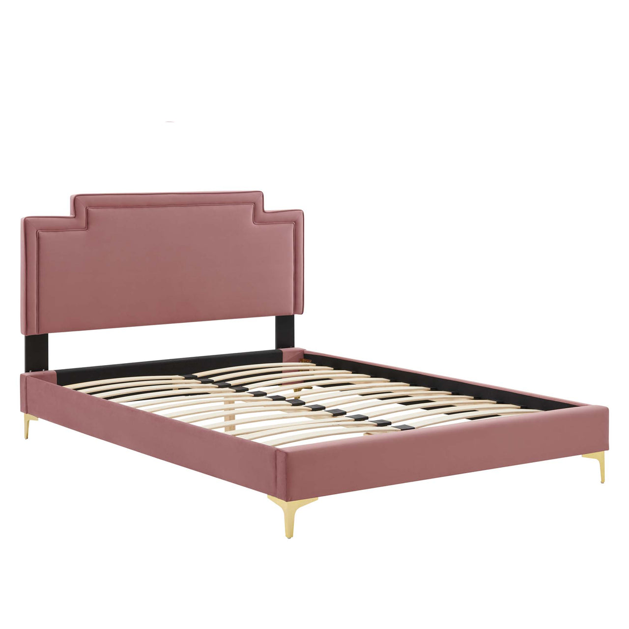 Valonna Upholstered Velvet King Bed, Dusty Rose