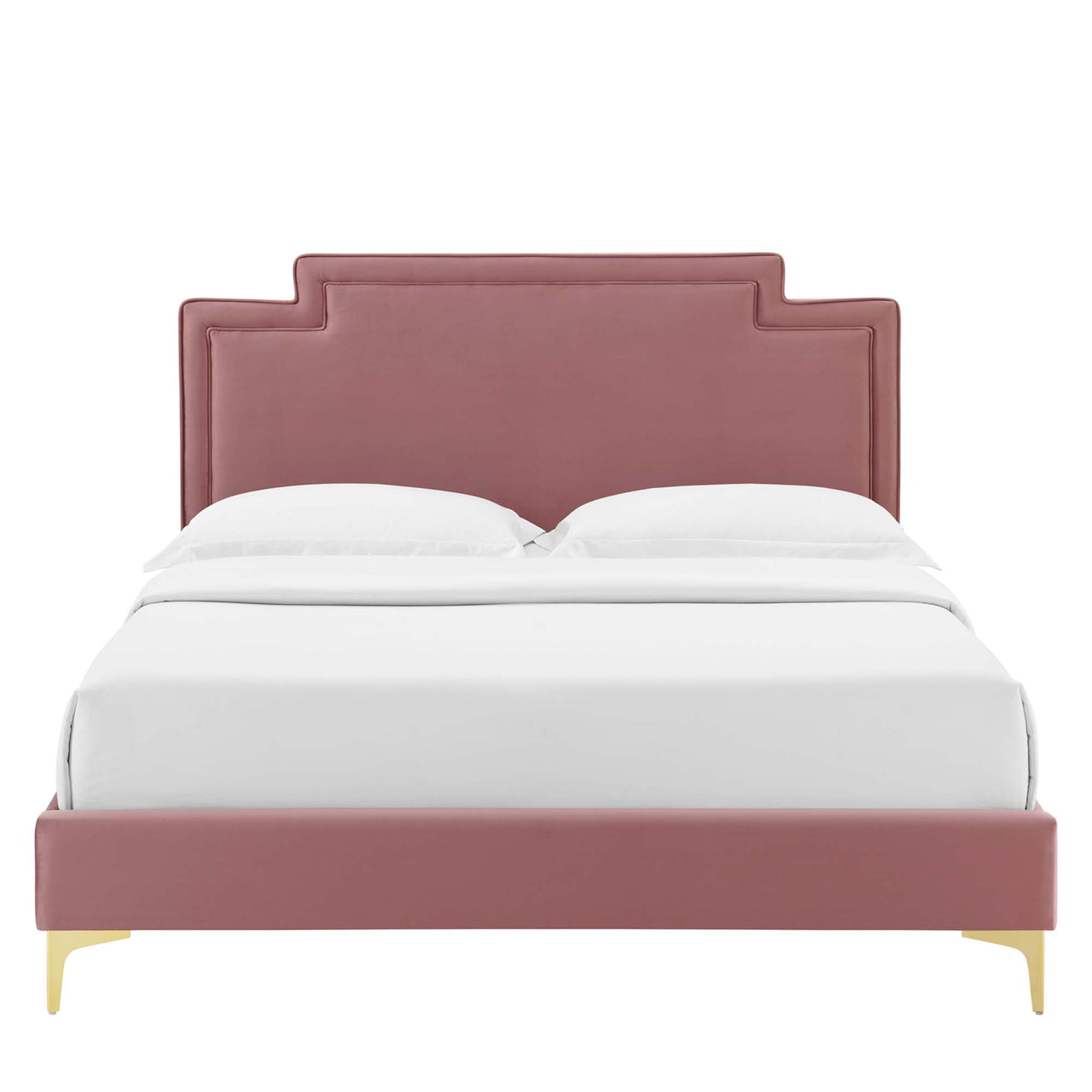 Valonna Upholstered Velvet King Bed, Dusty Rose