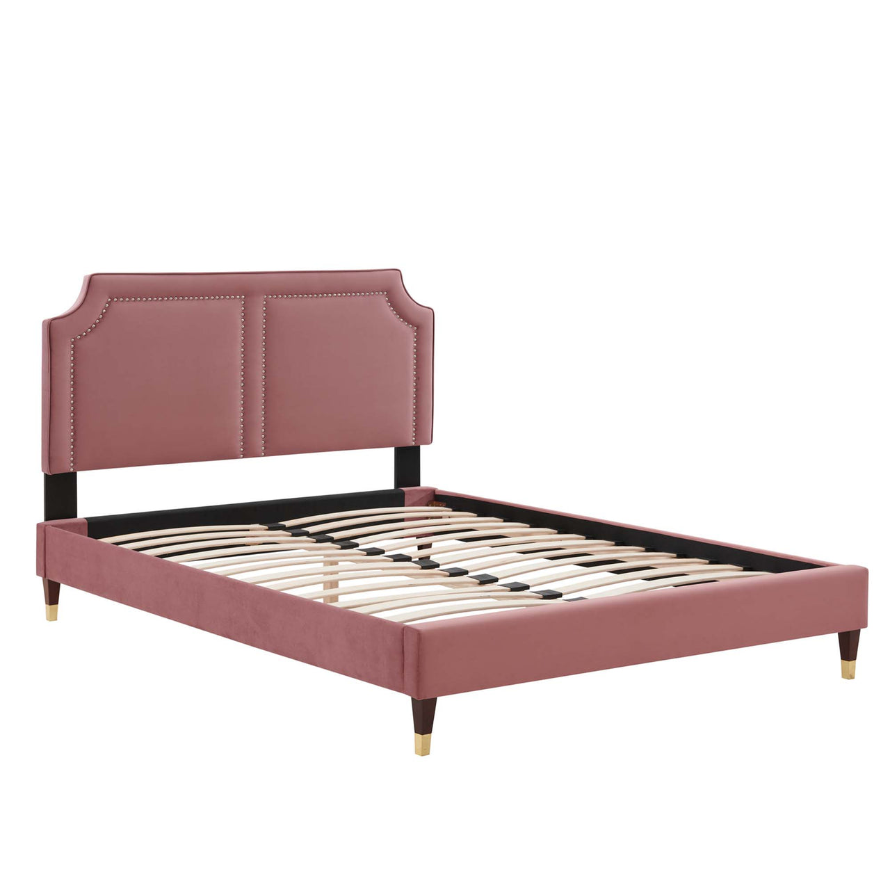 Talinova Upholstered Velvet King Bed, Dusty Rose