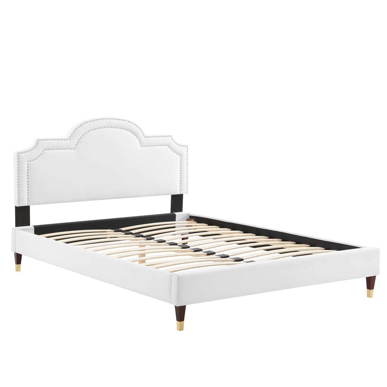 Ascend Velvet King Bed, White
