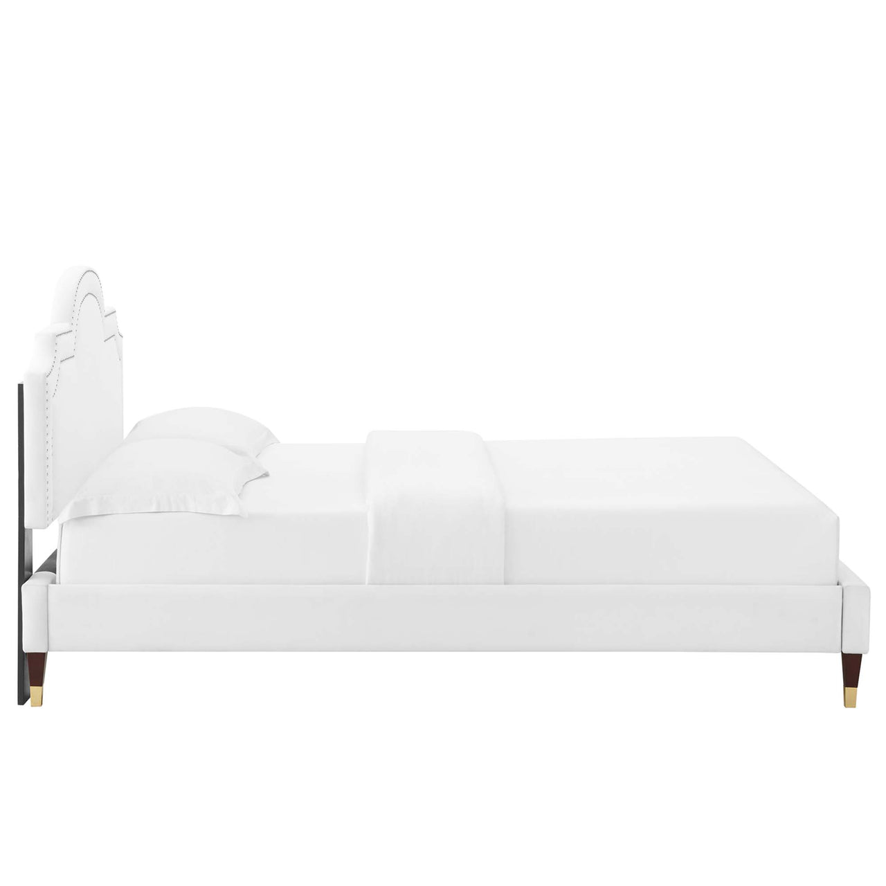 Ascend Velvet King Bed, White