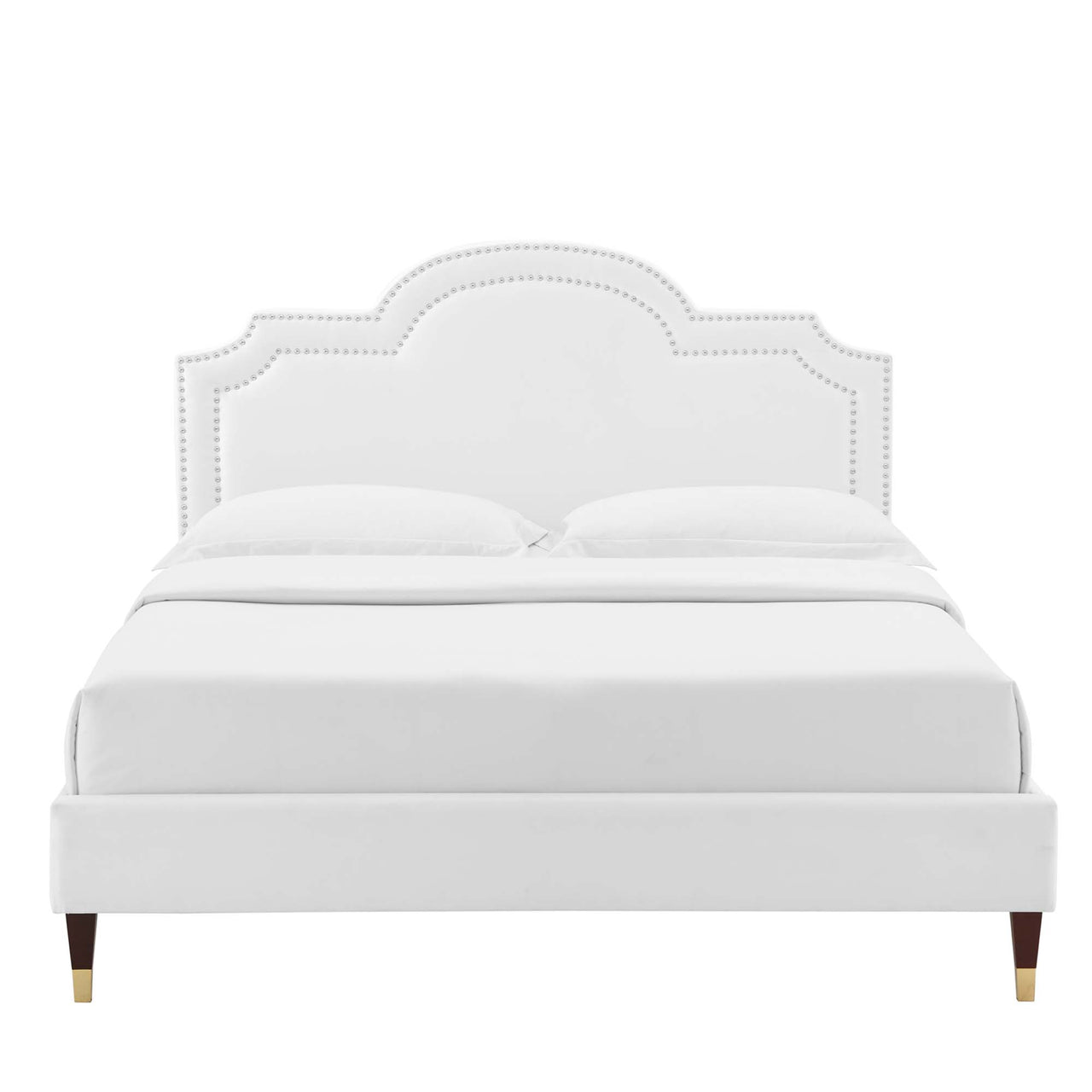 Ascend Velvet King Bed, White