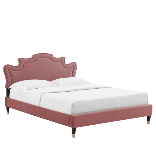 Kingdom Upholstered Velvet King Bed, Dusty Rose