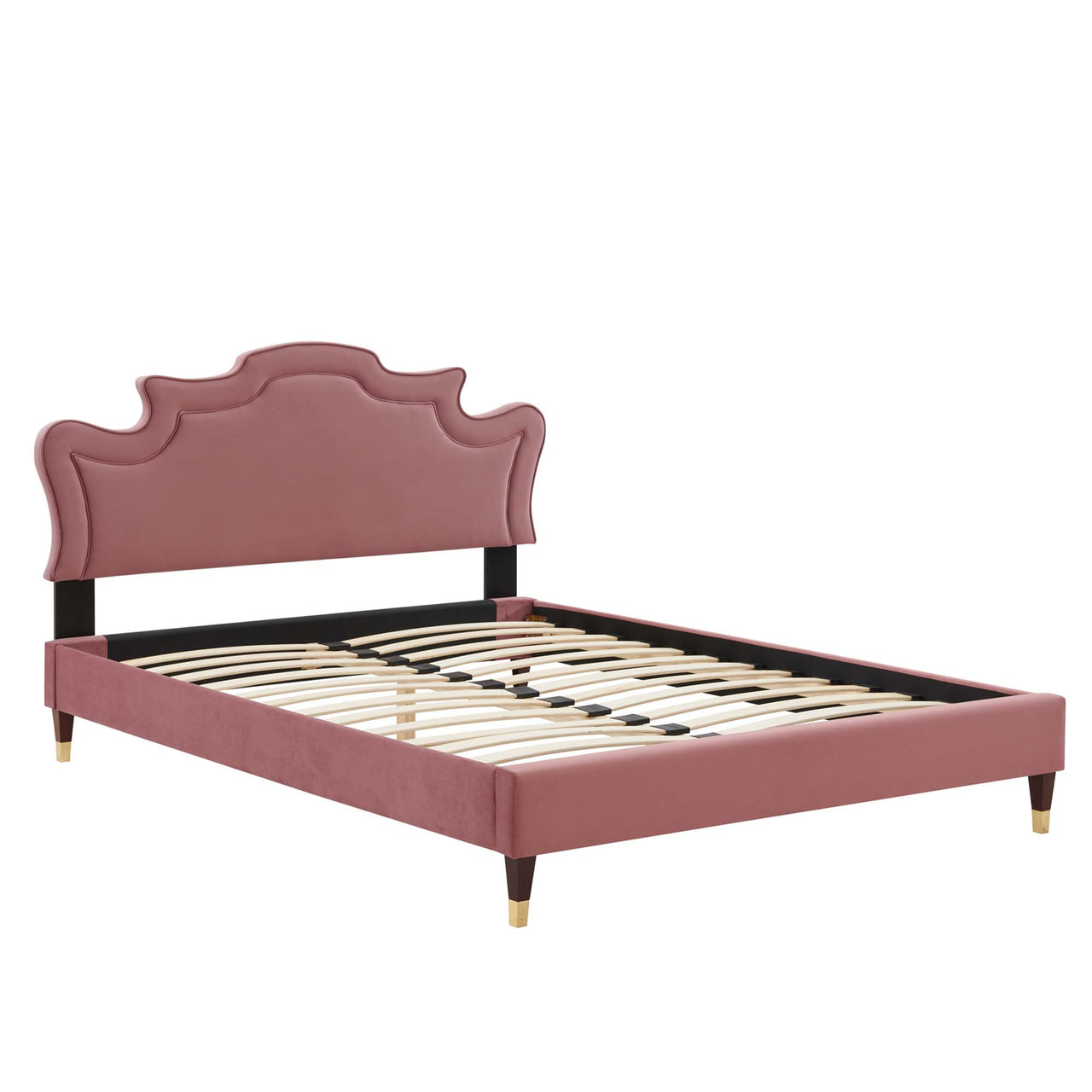 Kingdom Upholstered Velvet King Bed, Dusty Rose