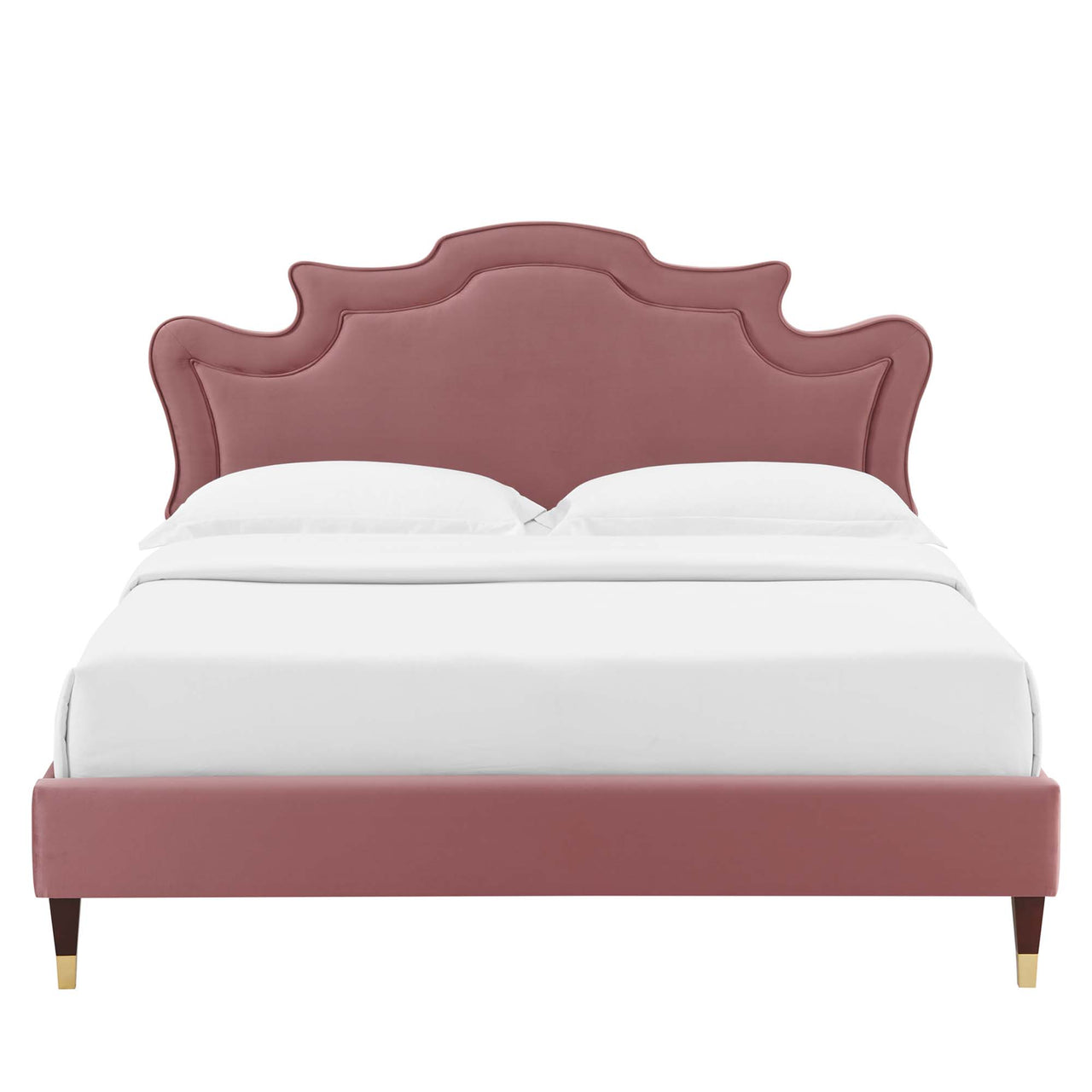 Kingdom Upholstered Velvet King Bed, Dusty Rose