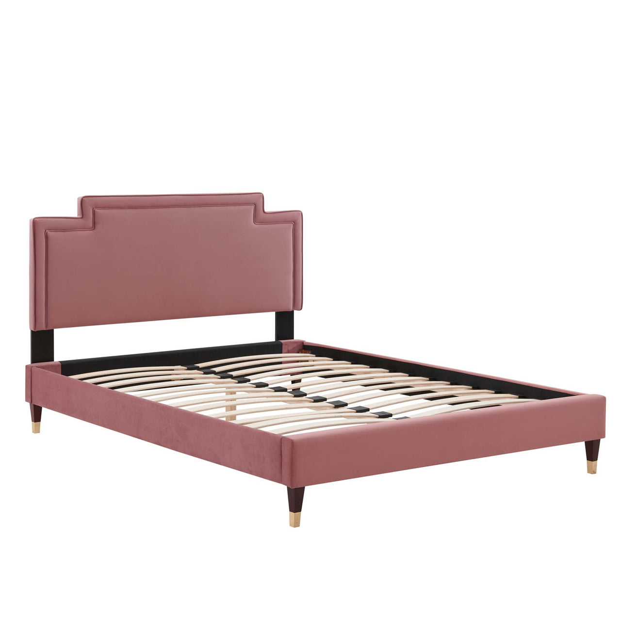 Valonna Upholstered Velvet King Bed, Dusty Rose