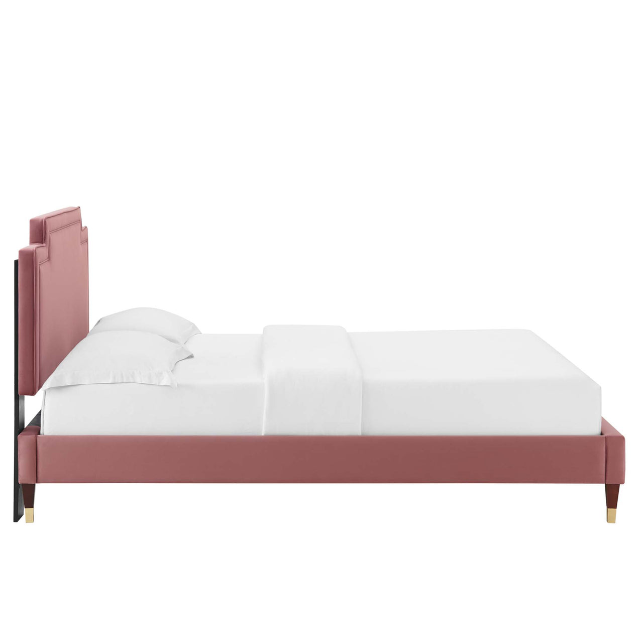 Valonna Upholstered Velvet King Bed, Dusty Rose