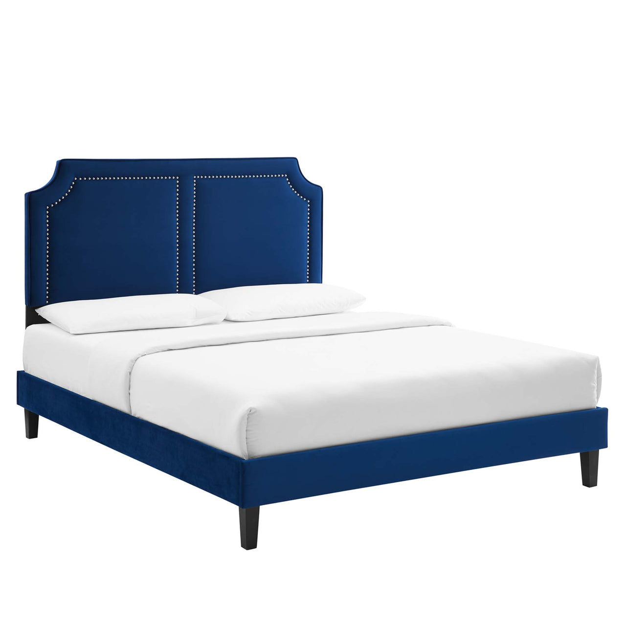 Talinova Upholstered Velvet King Bed, Navy