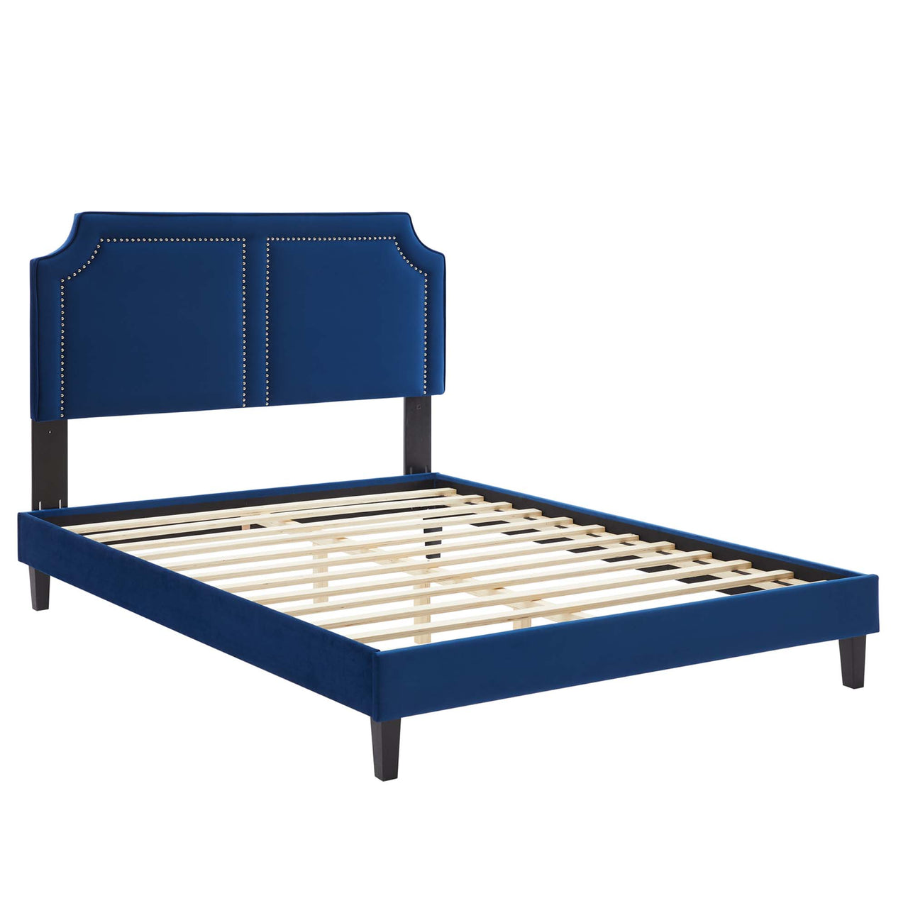 Talinova Upholstered Velvet King Bed, Navy