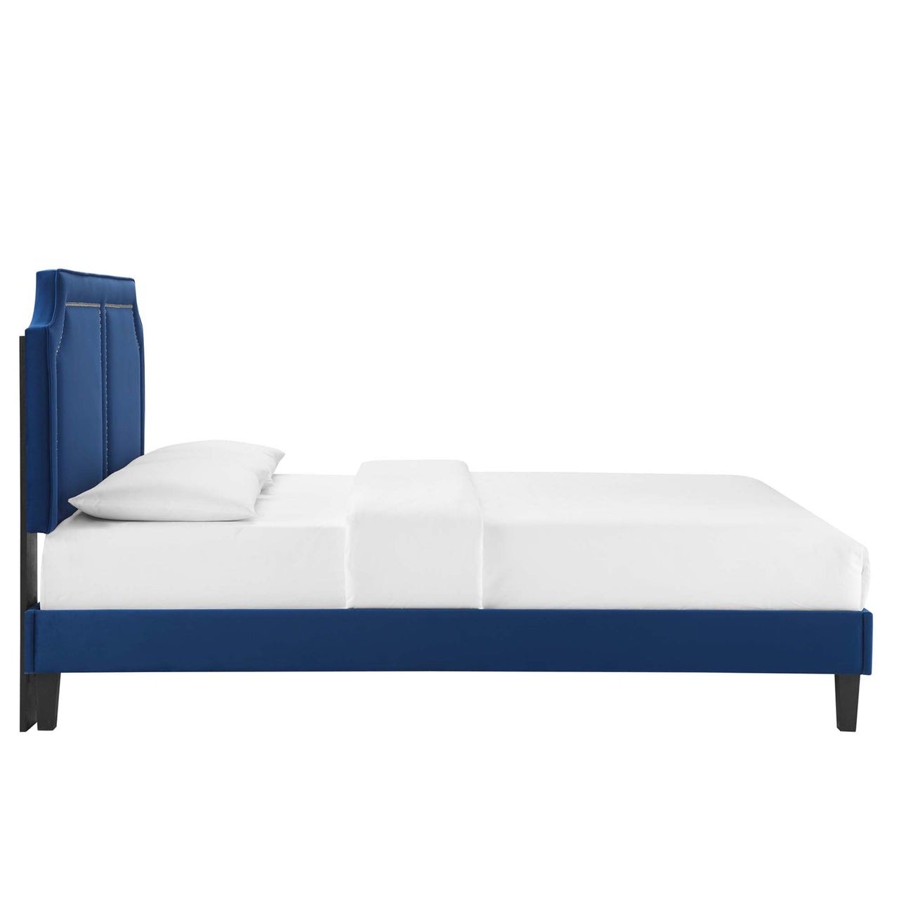 Talinova Upholstered Velvet King Bed, Navy