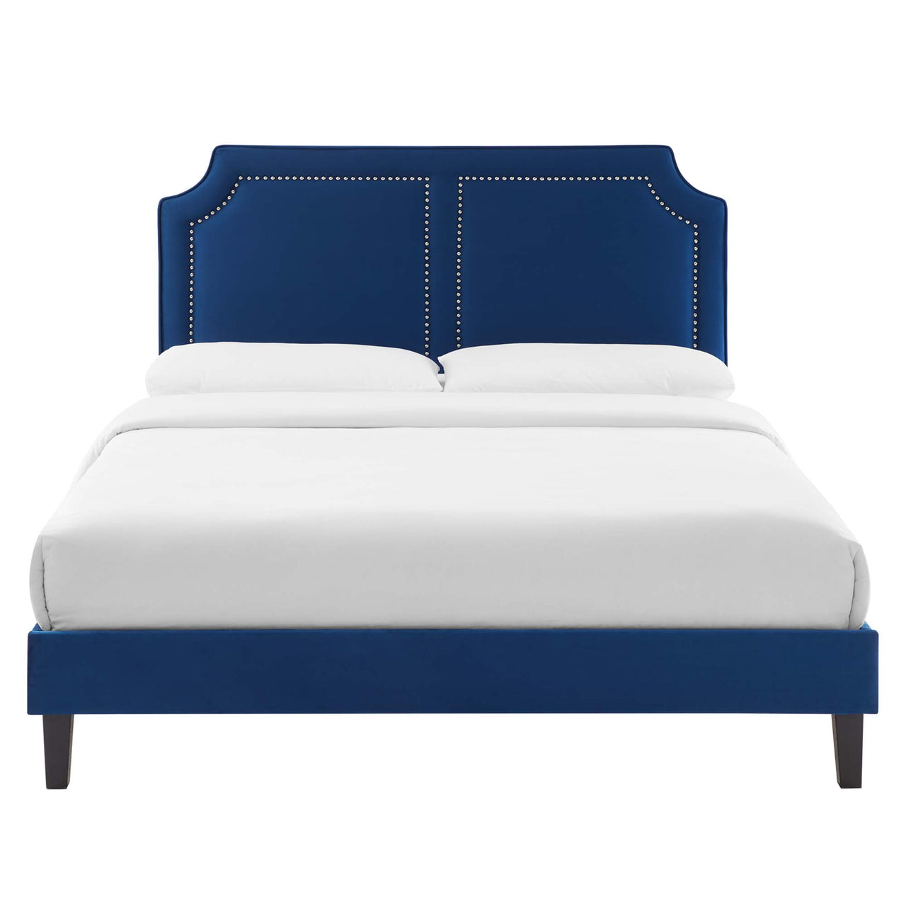 Talinova Upholstered Velvet King Bed, Navy