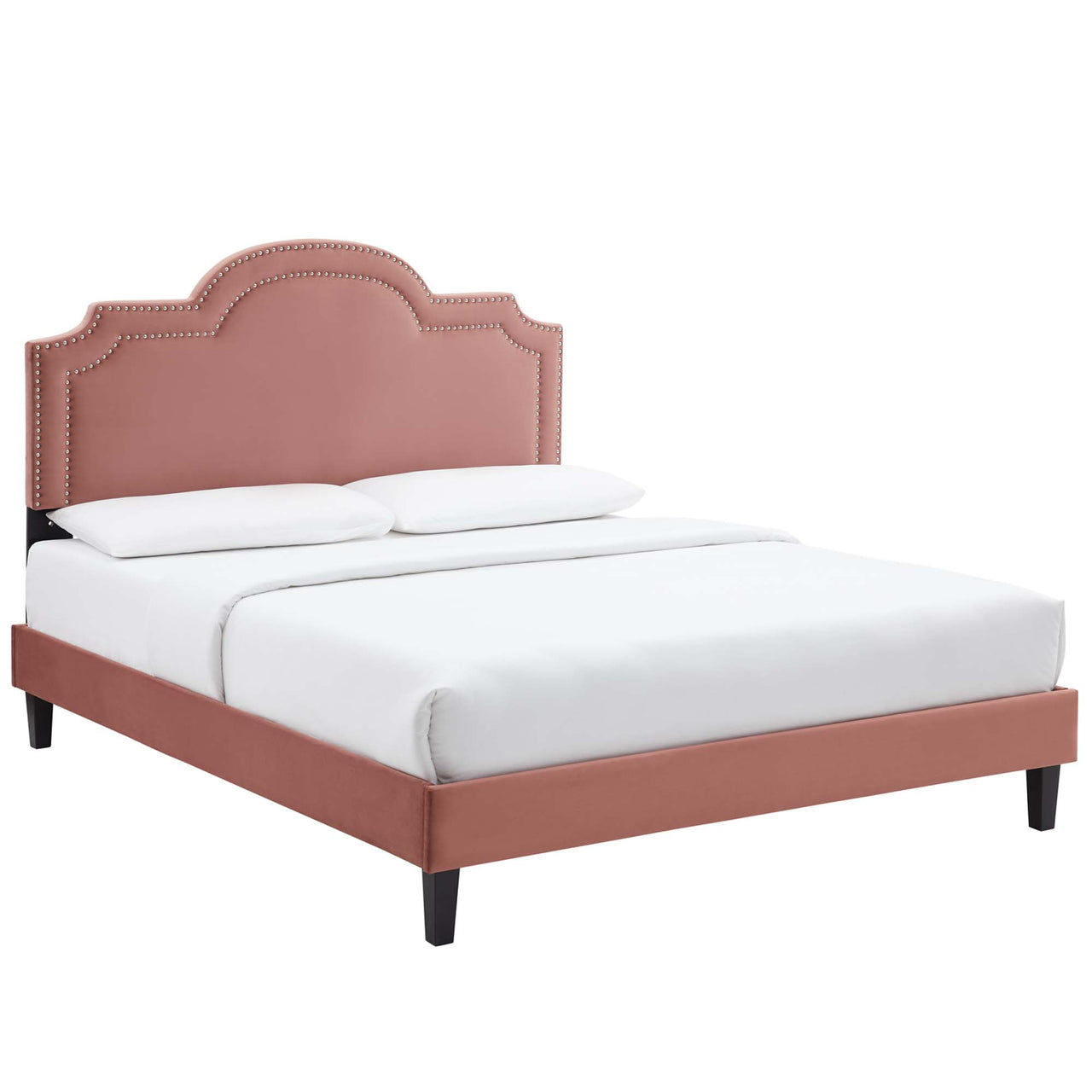 Ascend Velvet King Bed, Dusty Rose