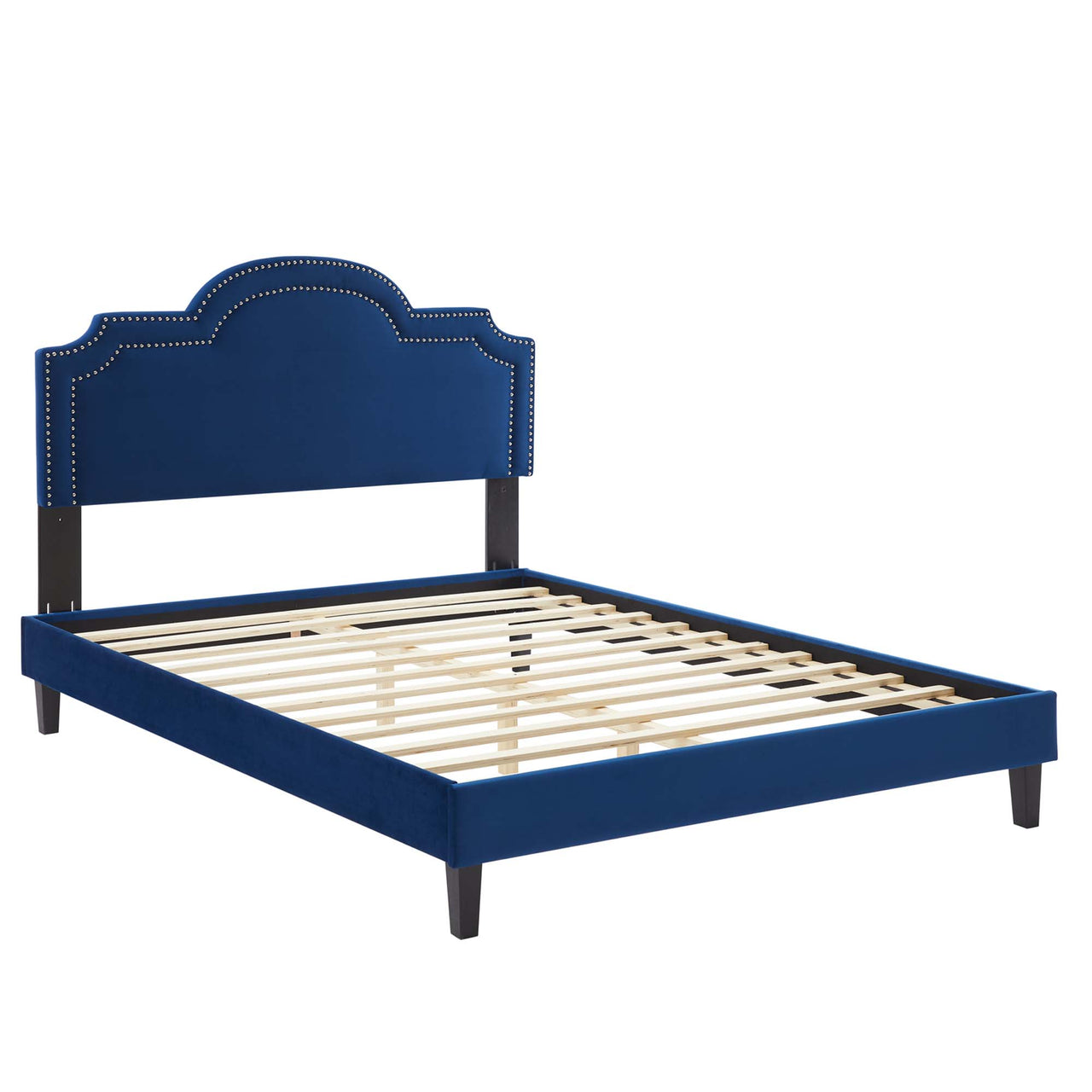 Ascend Velvet King Bed, Navy