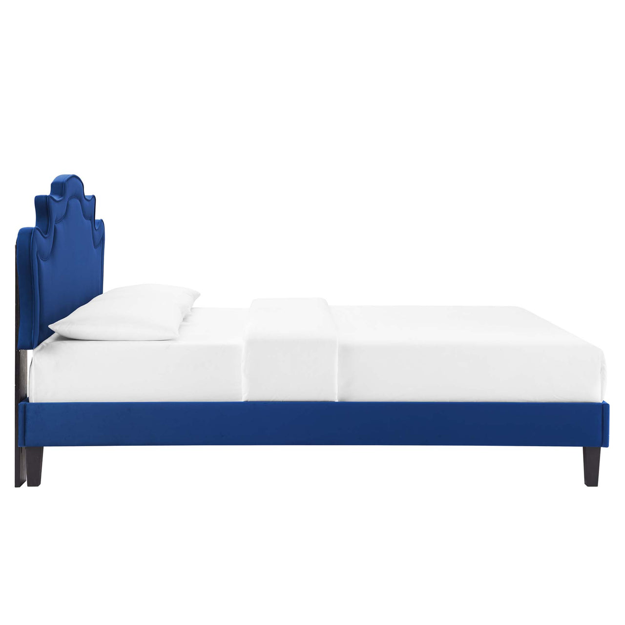 Kingdom Upholstered Velvet King Bed, Navy