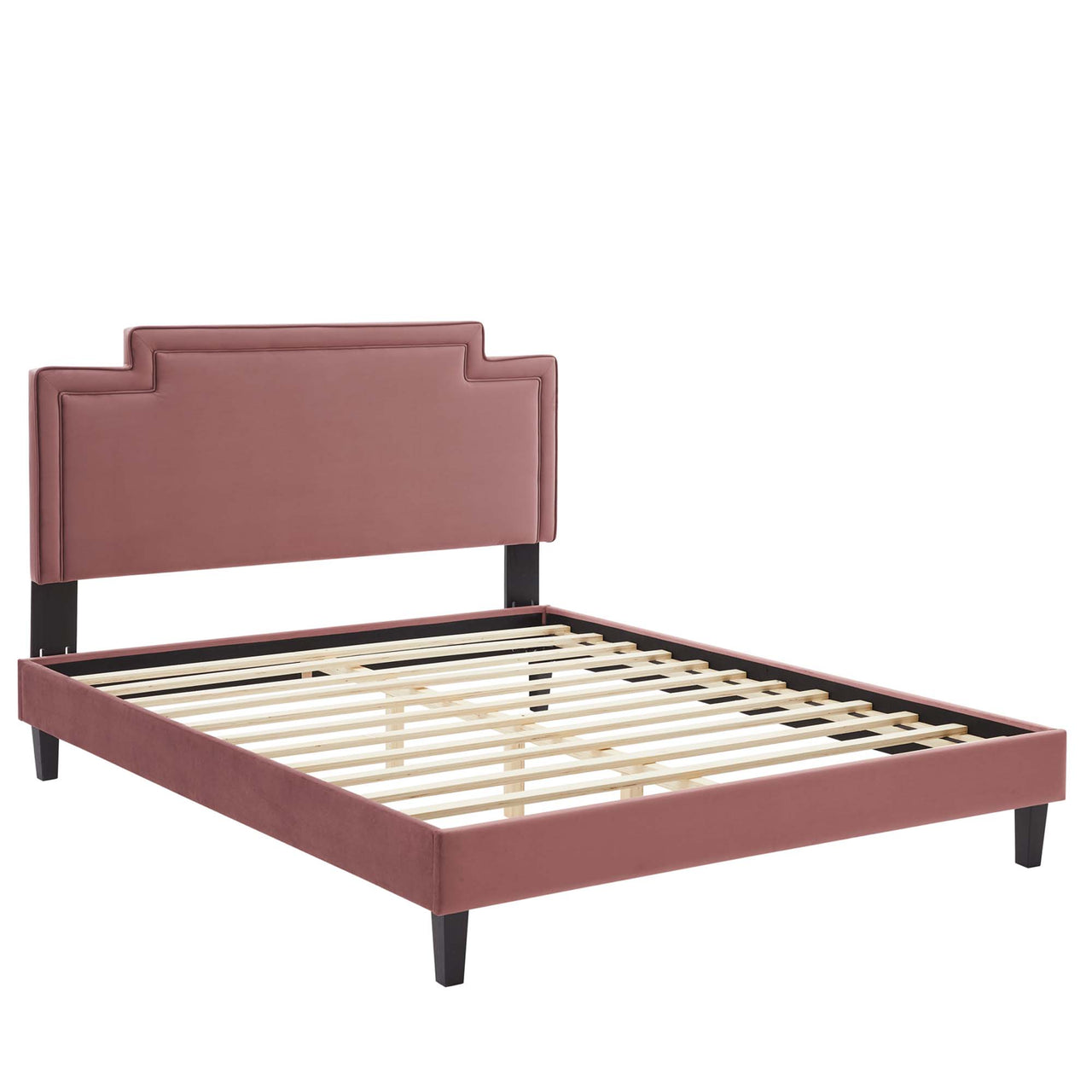 Valonna Upholstered Velvet King Bed, Dusty Rose