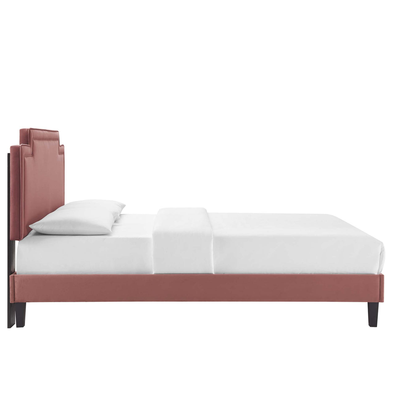 Valonna Upholstered Velvet King Bed, Dusty Rose