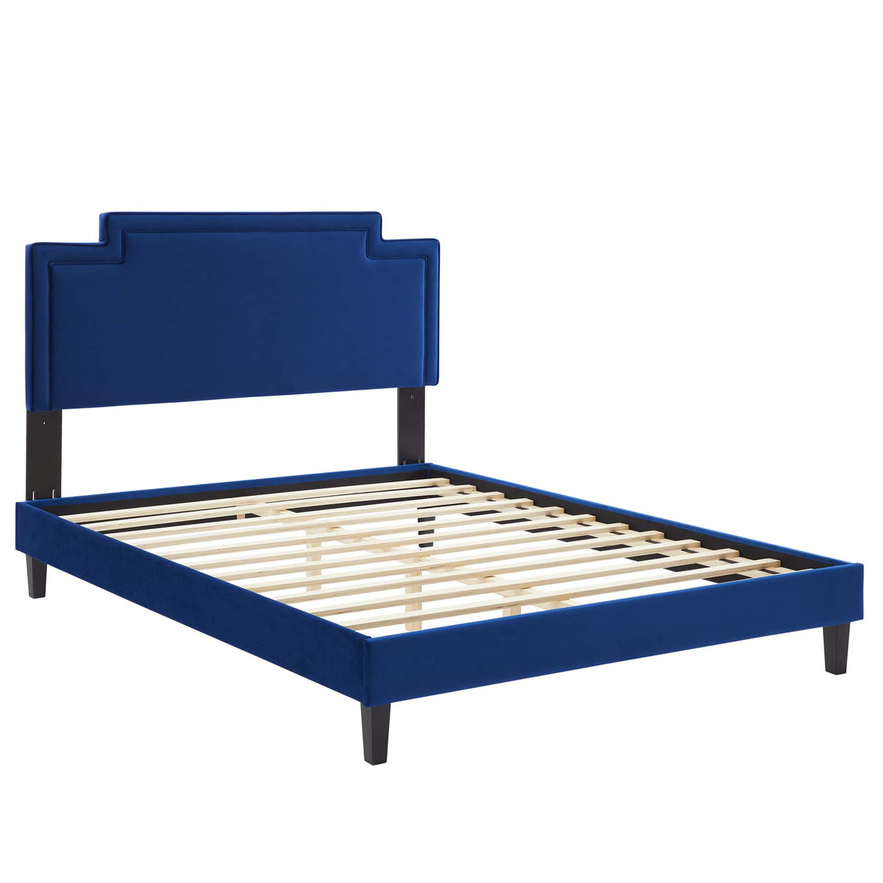 Valonna Upholstered Velvet King Bed, Navy