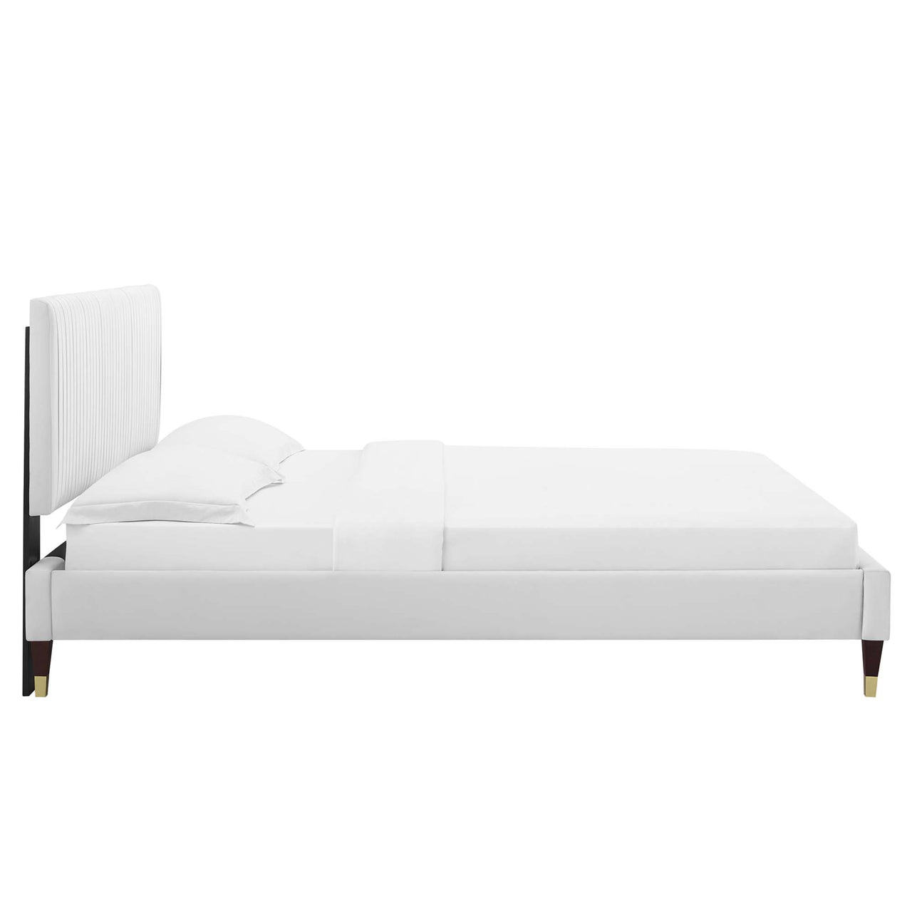 Harper Velvet Full Platform Bed, White