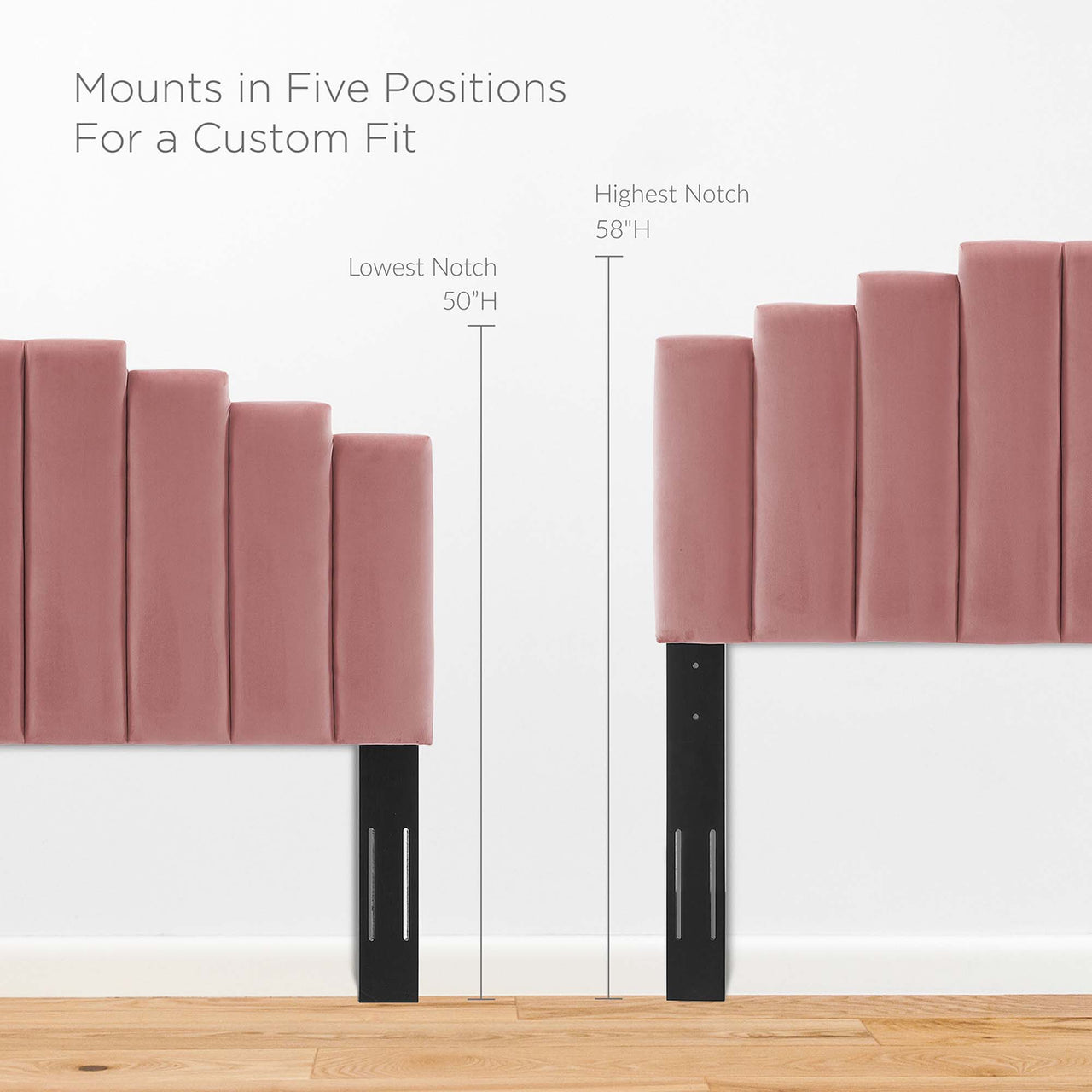 Emerelle Velvet King Platform Bed, Dusty Rose