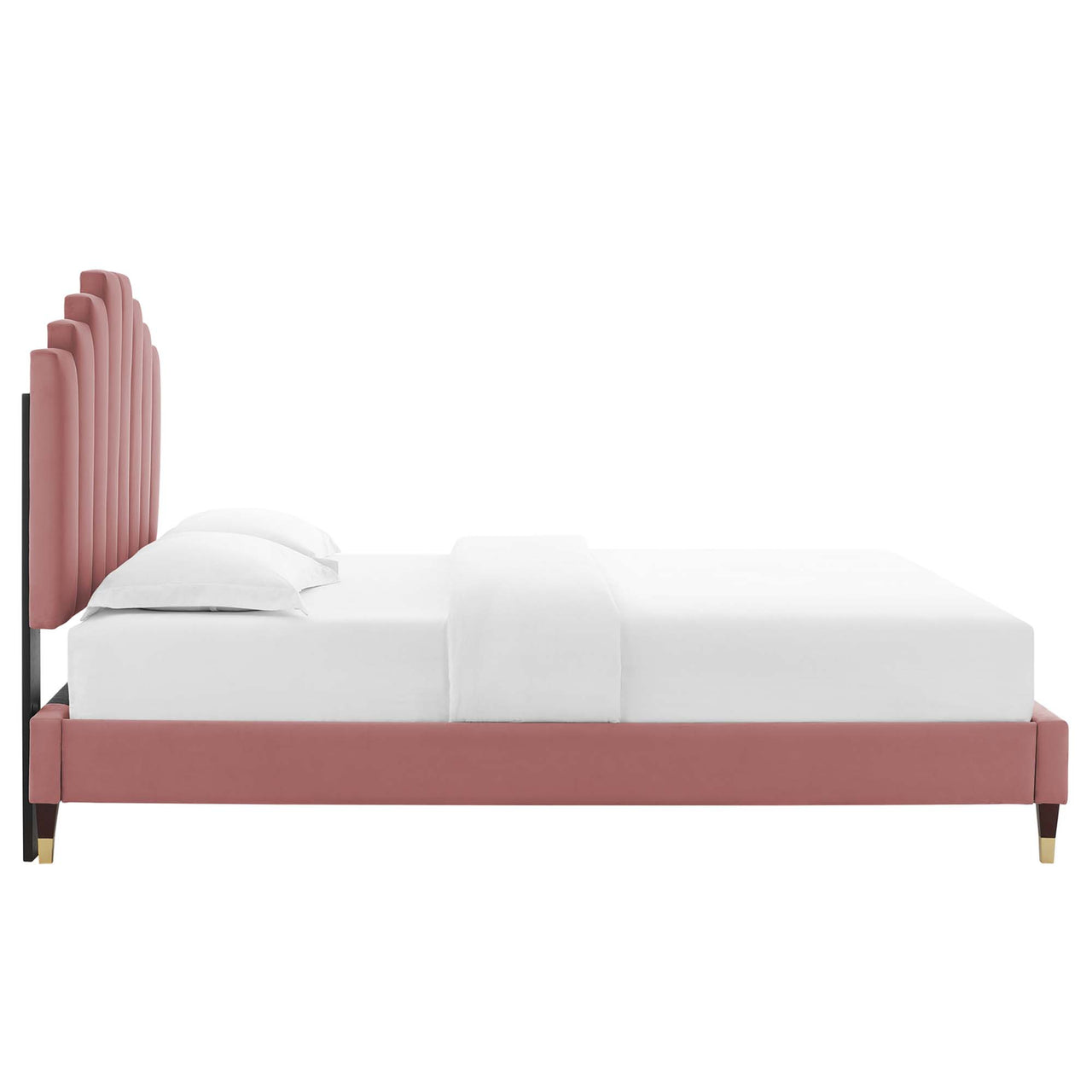 Emerelle Velvet King Platform Bed, Dusty Rose
