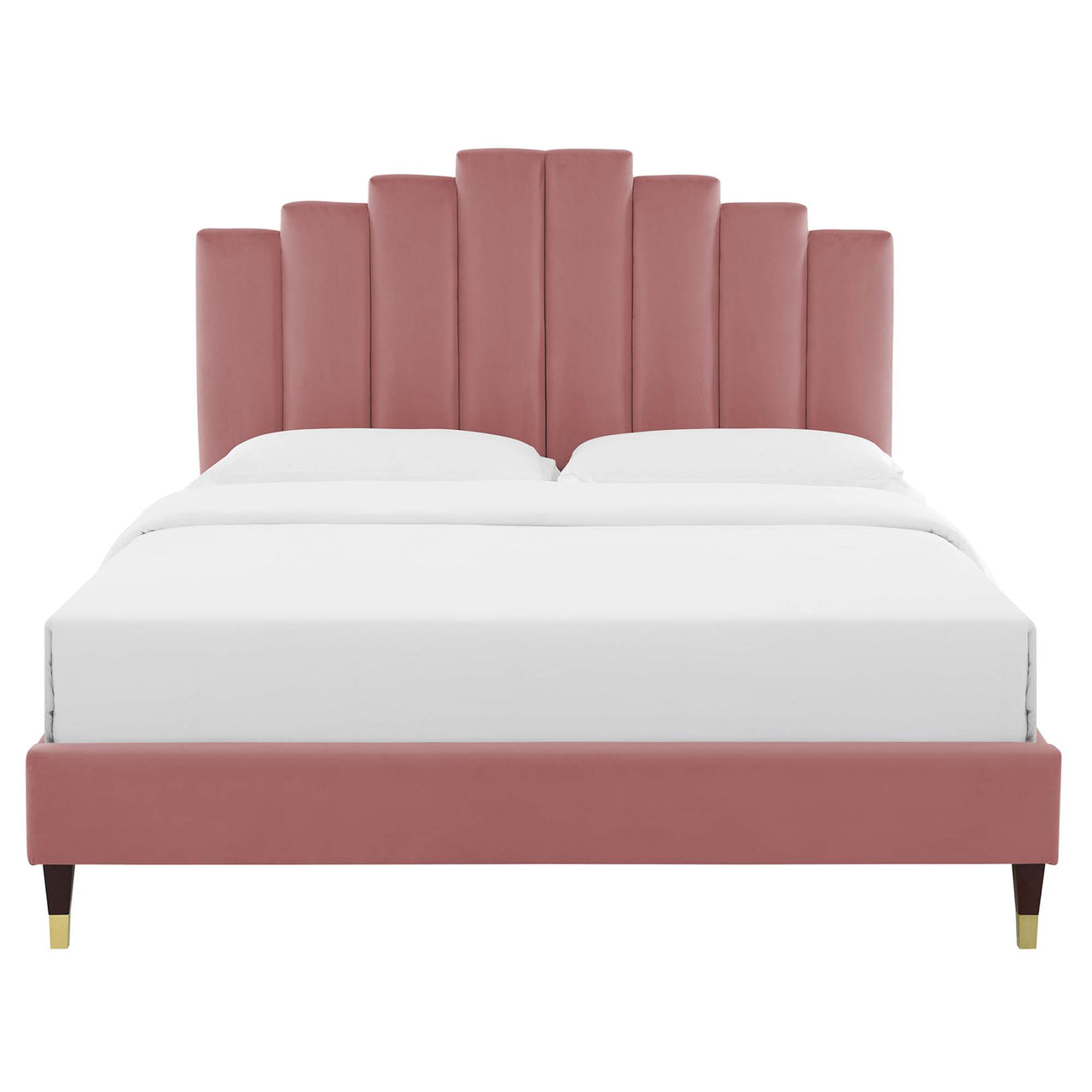 Emerelle Velvet King Platform Bed, Dusty Rose