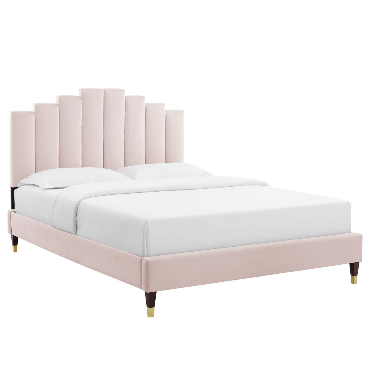 Emerelle Velvet King Platform Bed, Pink