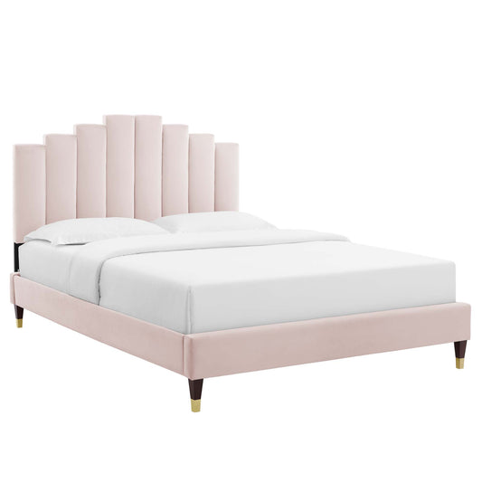 Emerelle Velvet King Platform Bed, Pink