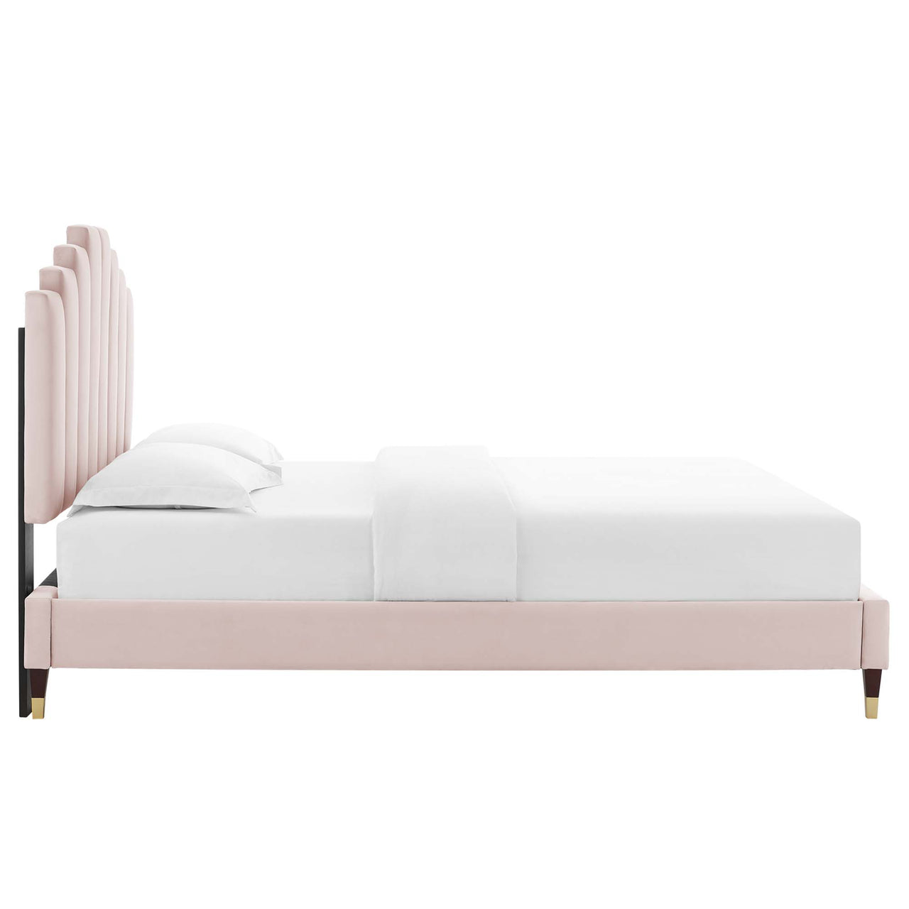 Emerelle Velvet King Platform Bed, Pink