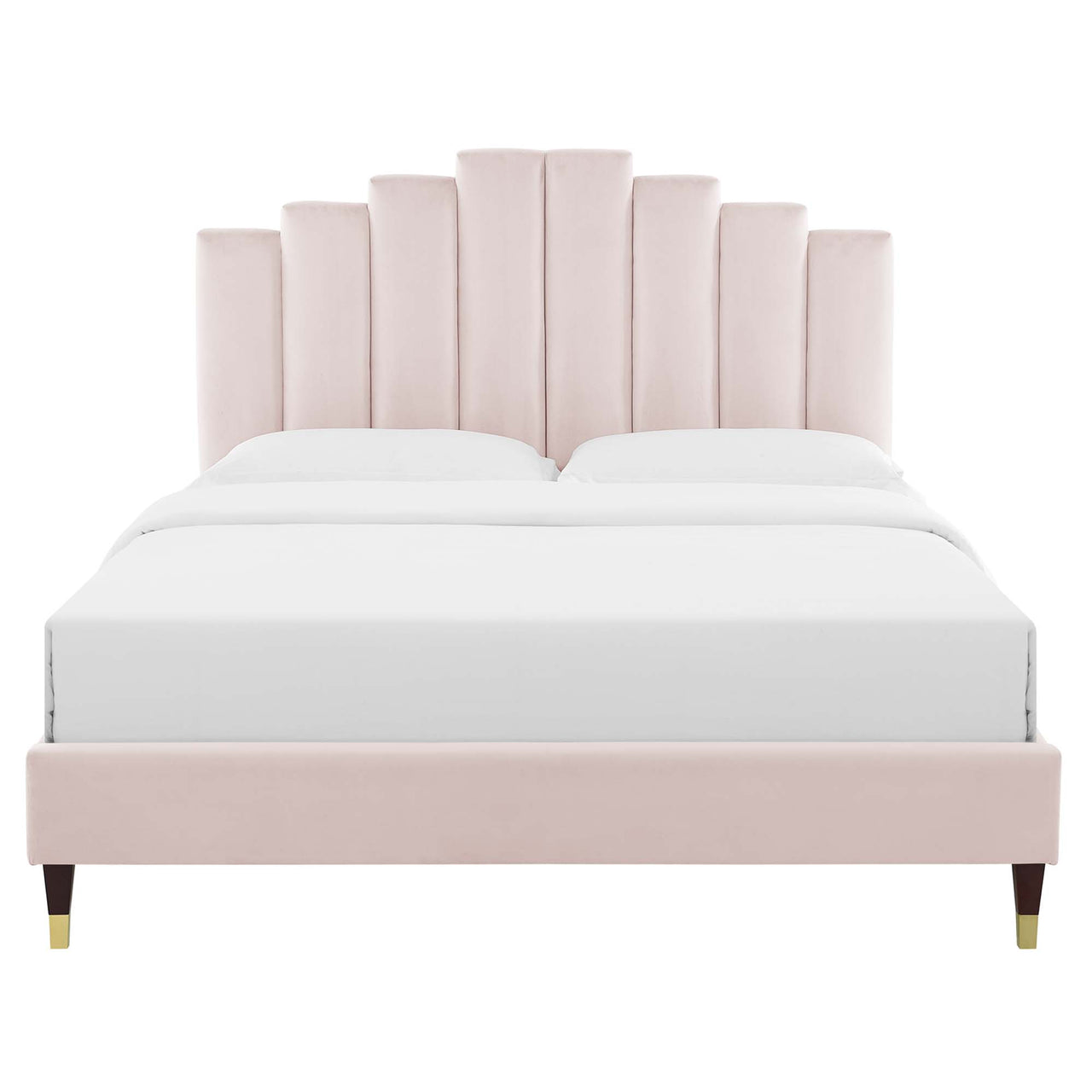 Emerelle Velvet King Platform Bed, Pink