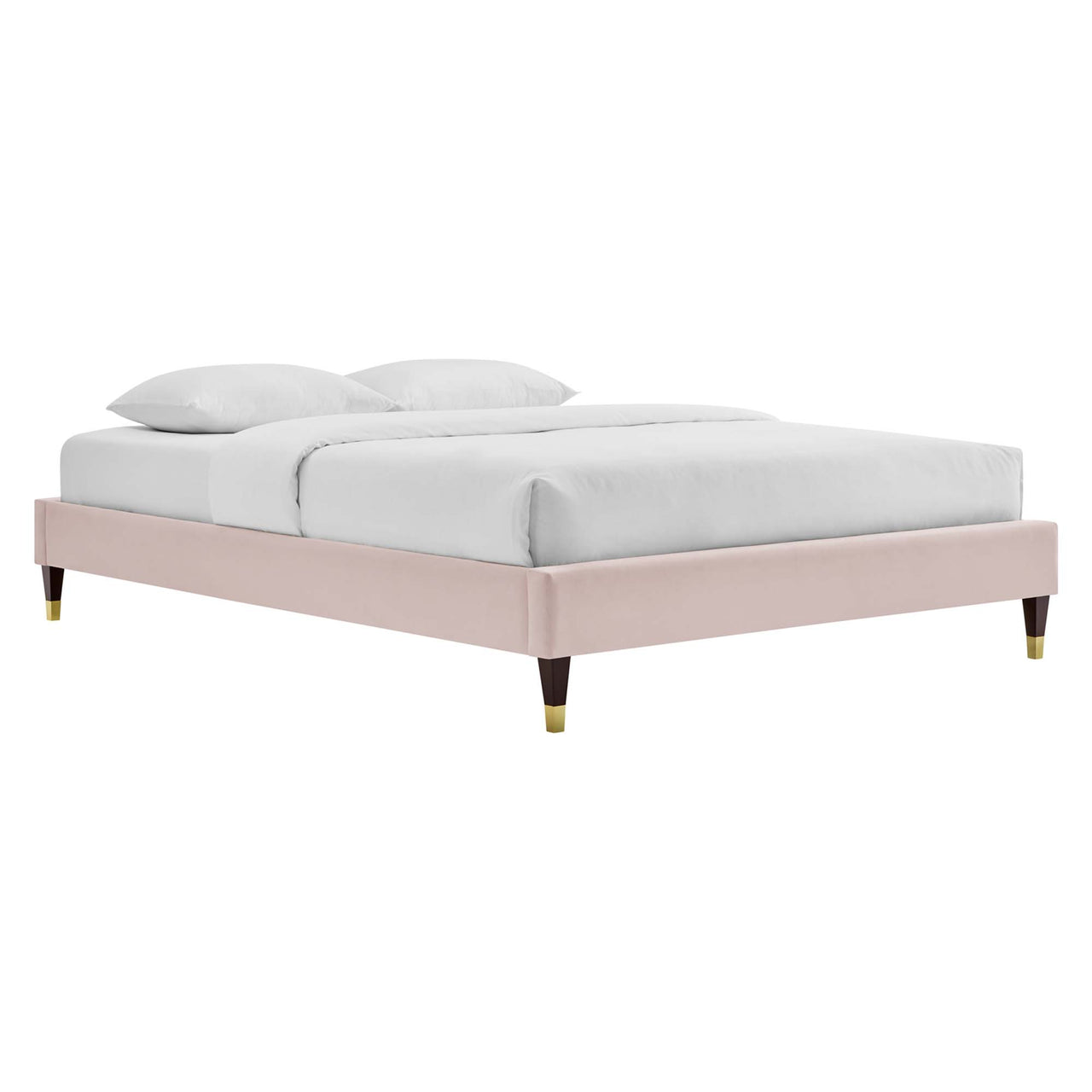 Emerelle Velvet King Platform Bed, Pink