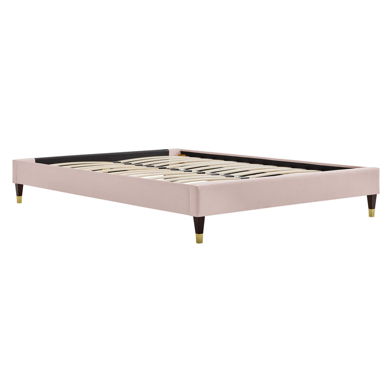 Emerelle Velvet King Platform Bed, Pink