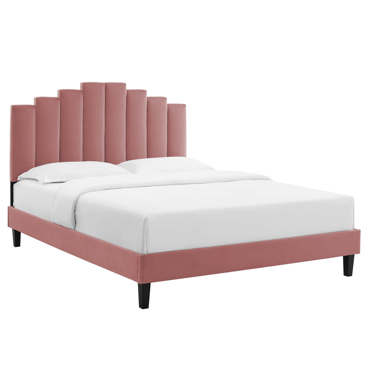 Emerelle Velvet King Platform Bed, Dusty Rose