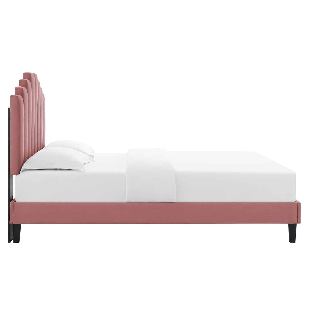 Emerelle Velvet King Platform Bed, Dusty Rose
