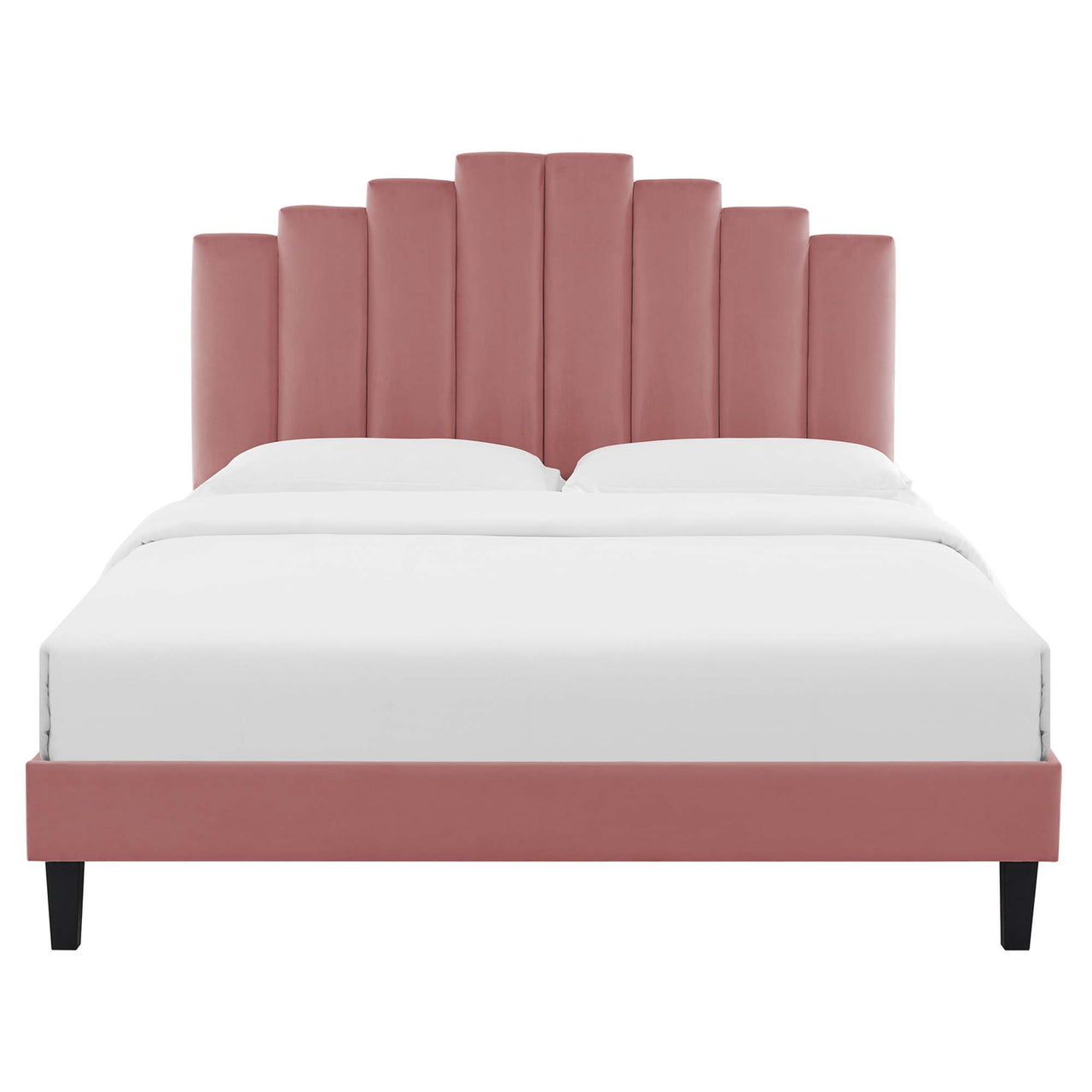 Emerelle Velvet King Platform Bed, Dusty Rose