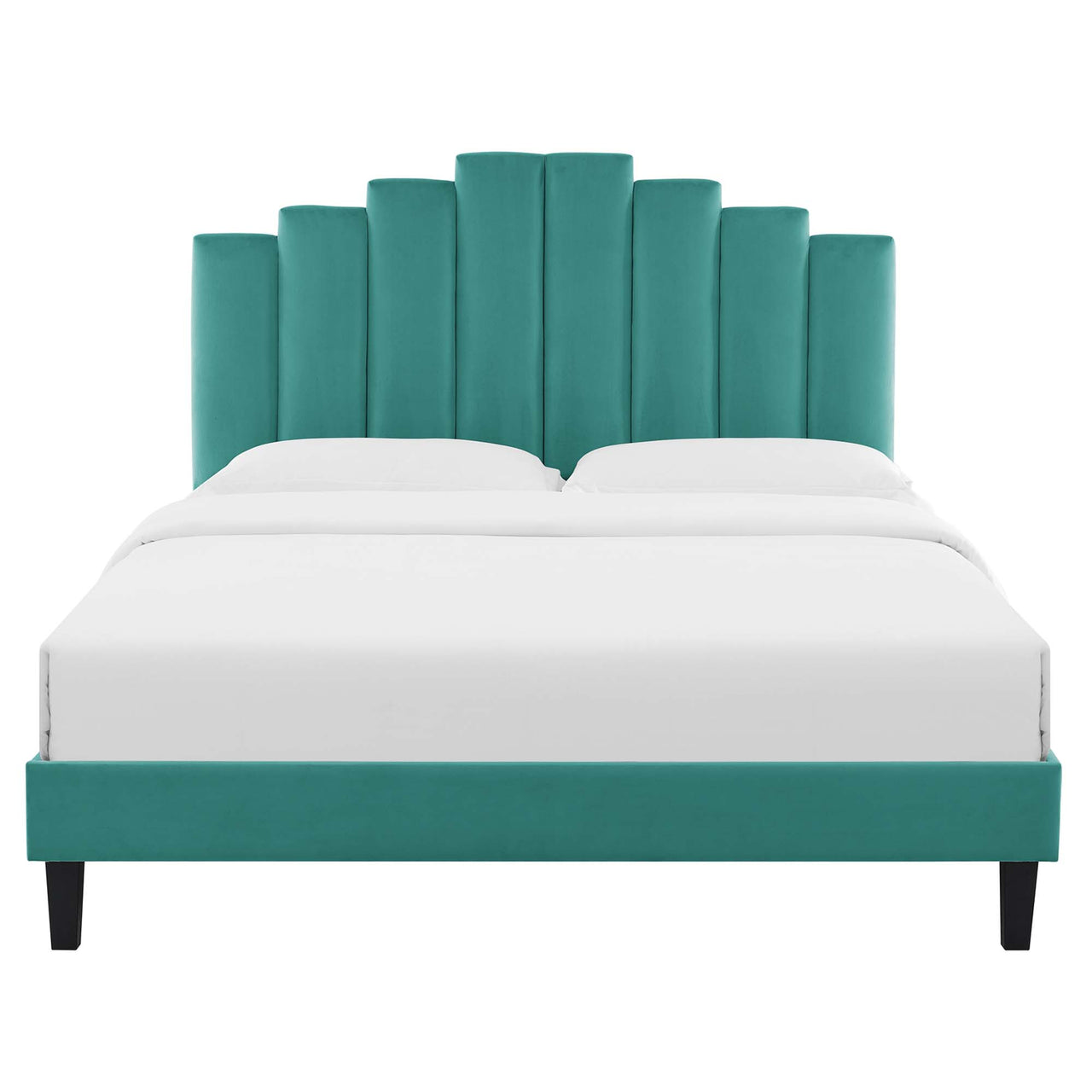 Emerelle Velvet King Platform Bed, Teal